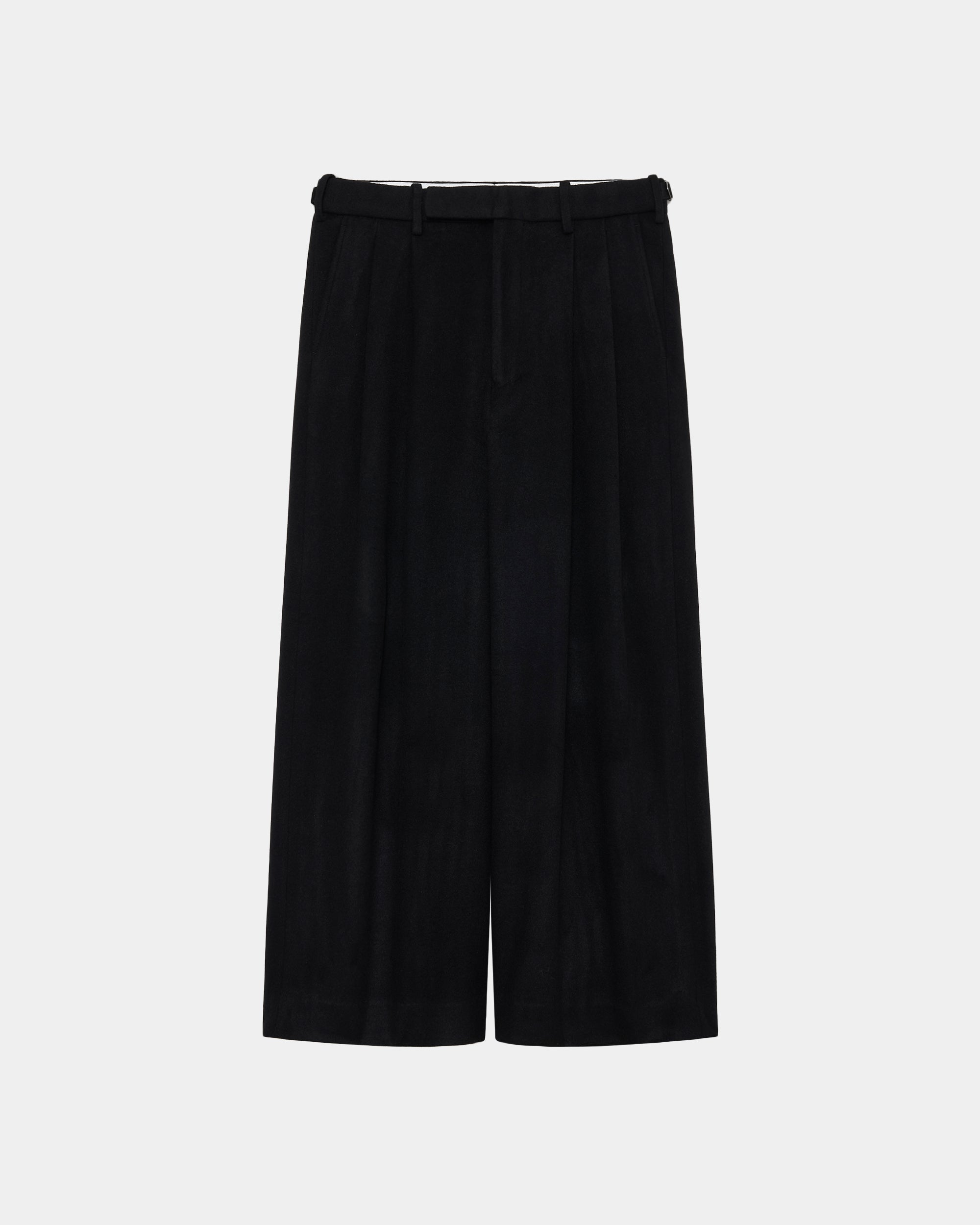 【ARKnets別注】 ウールシルクカシミヤライトビーバー / 2タックバギートラウザーズ, Black