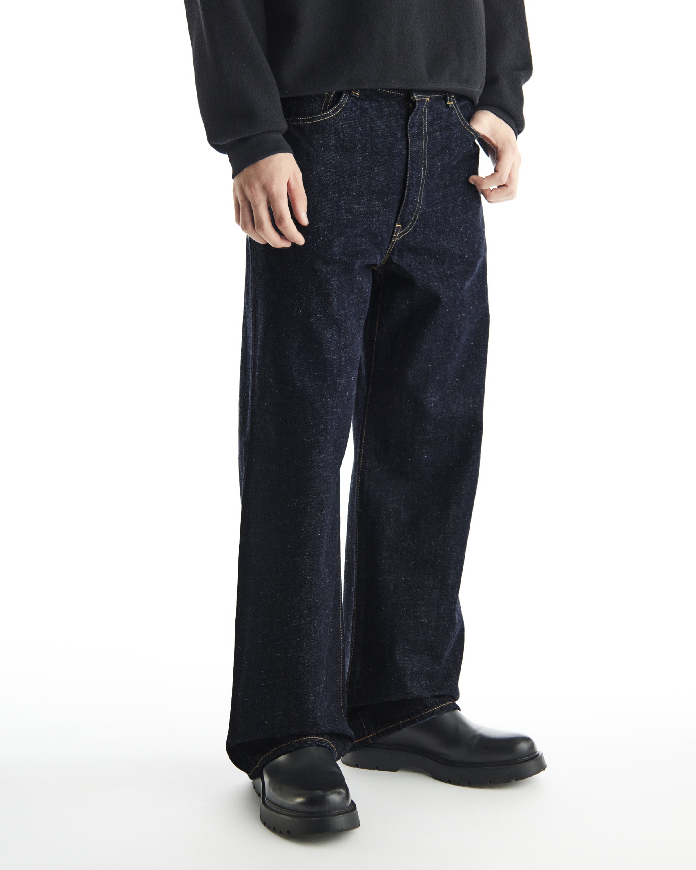 KIMONO DENIM WIDE STRAIGHT DENIM, Indigo