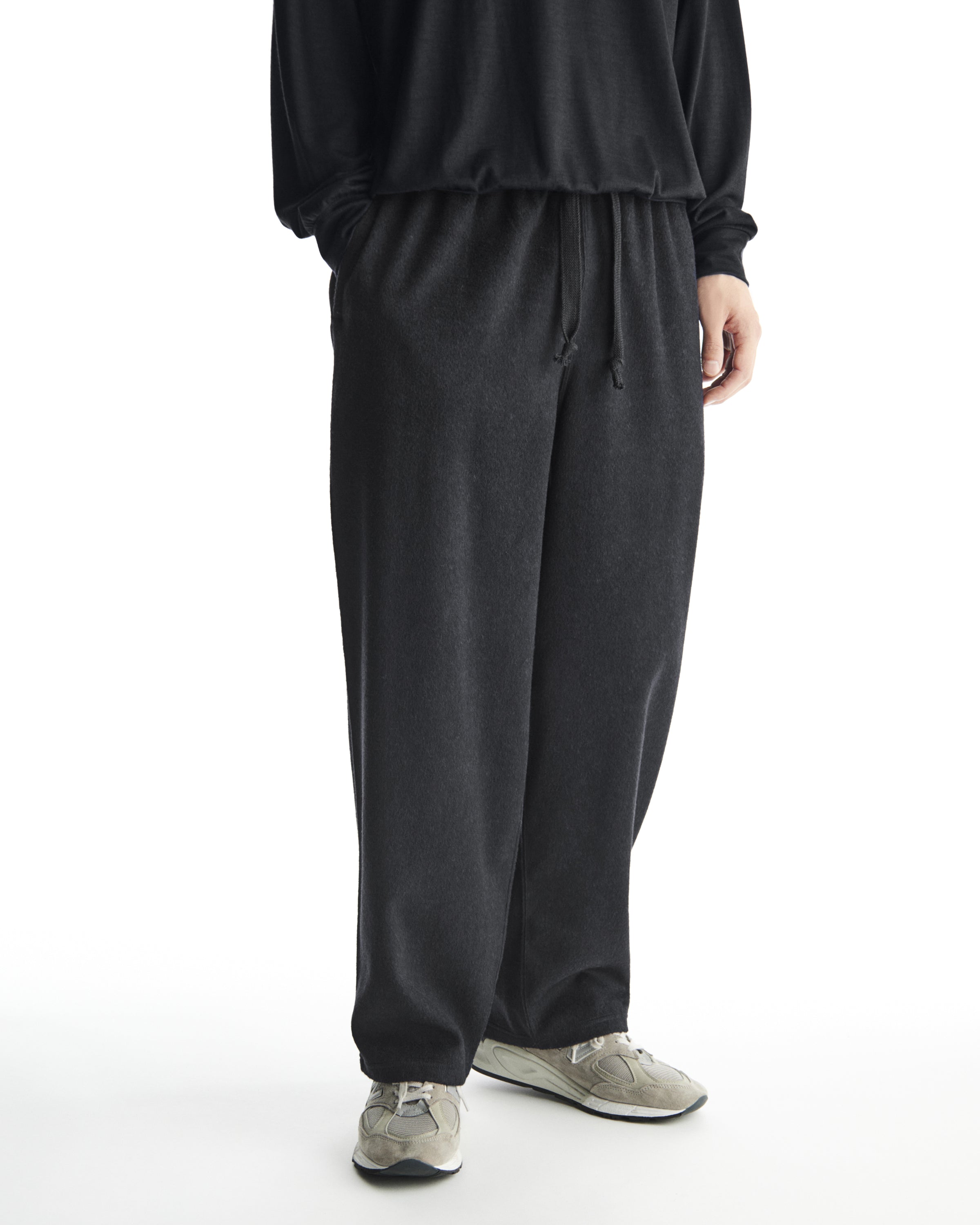 WOOL SILK BEAVER TRACK PANTS, Dark Navy