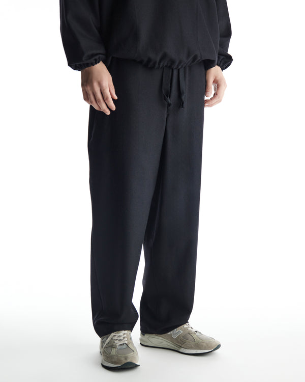 2/32 WOOL SOFT FLANNEL COCOON WIDE EASY PANTS, Dark Navy