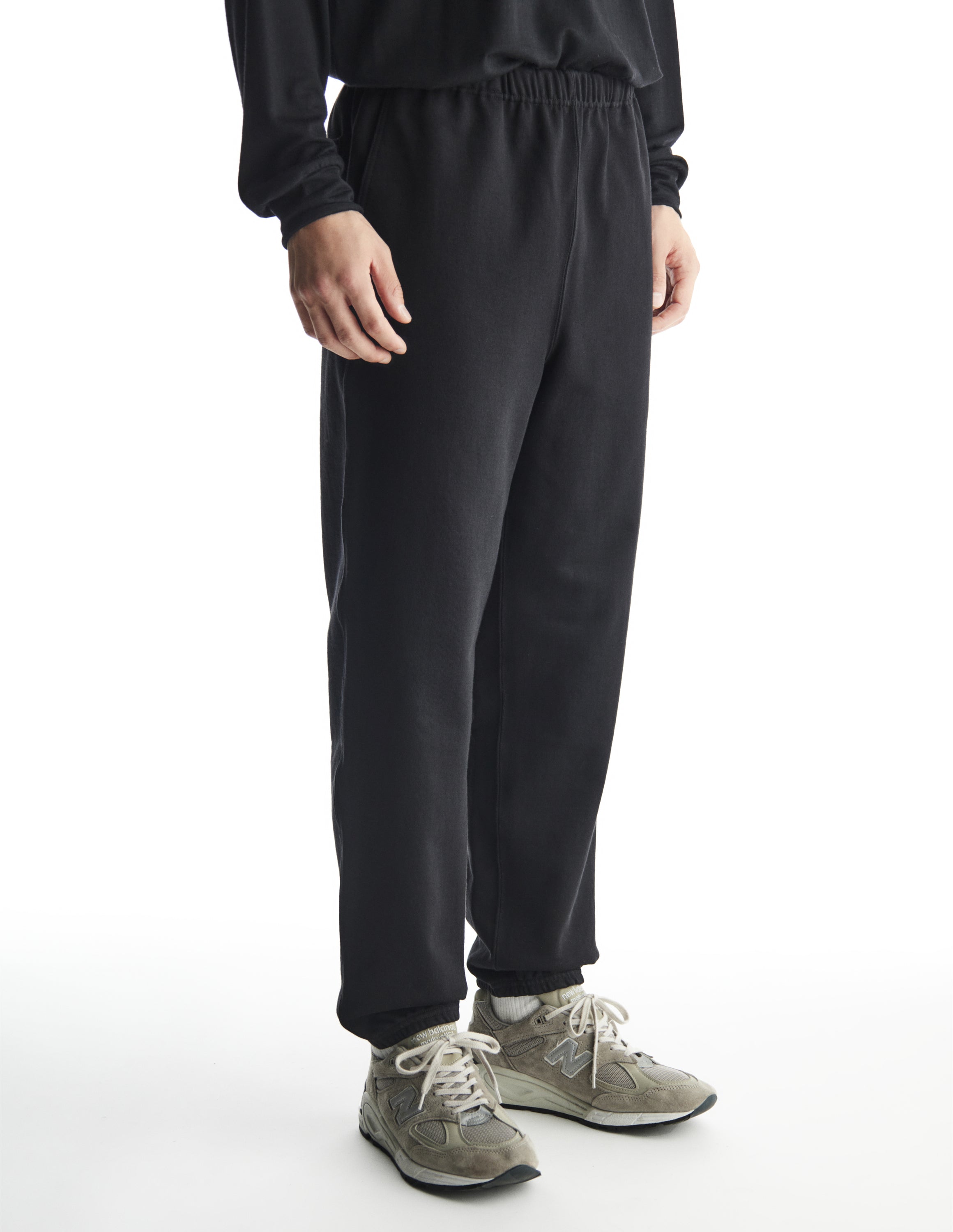 ORGANIC COTTON HEAVY FLEECE GYM PANTS, Black