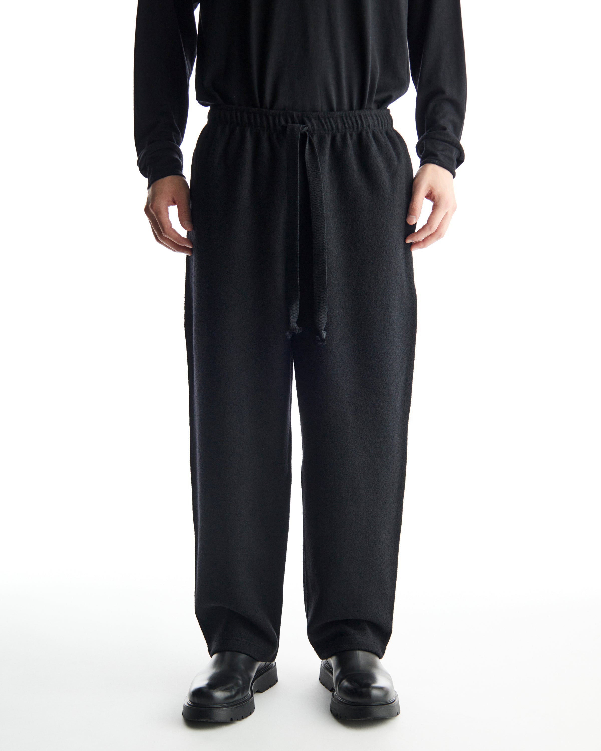 SUPER140'S WOOL FLEECE TRACK PANTS, Black