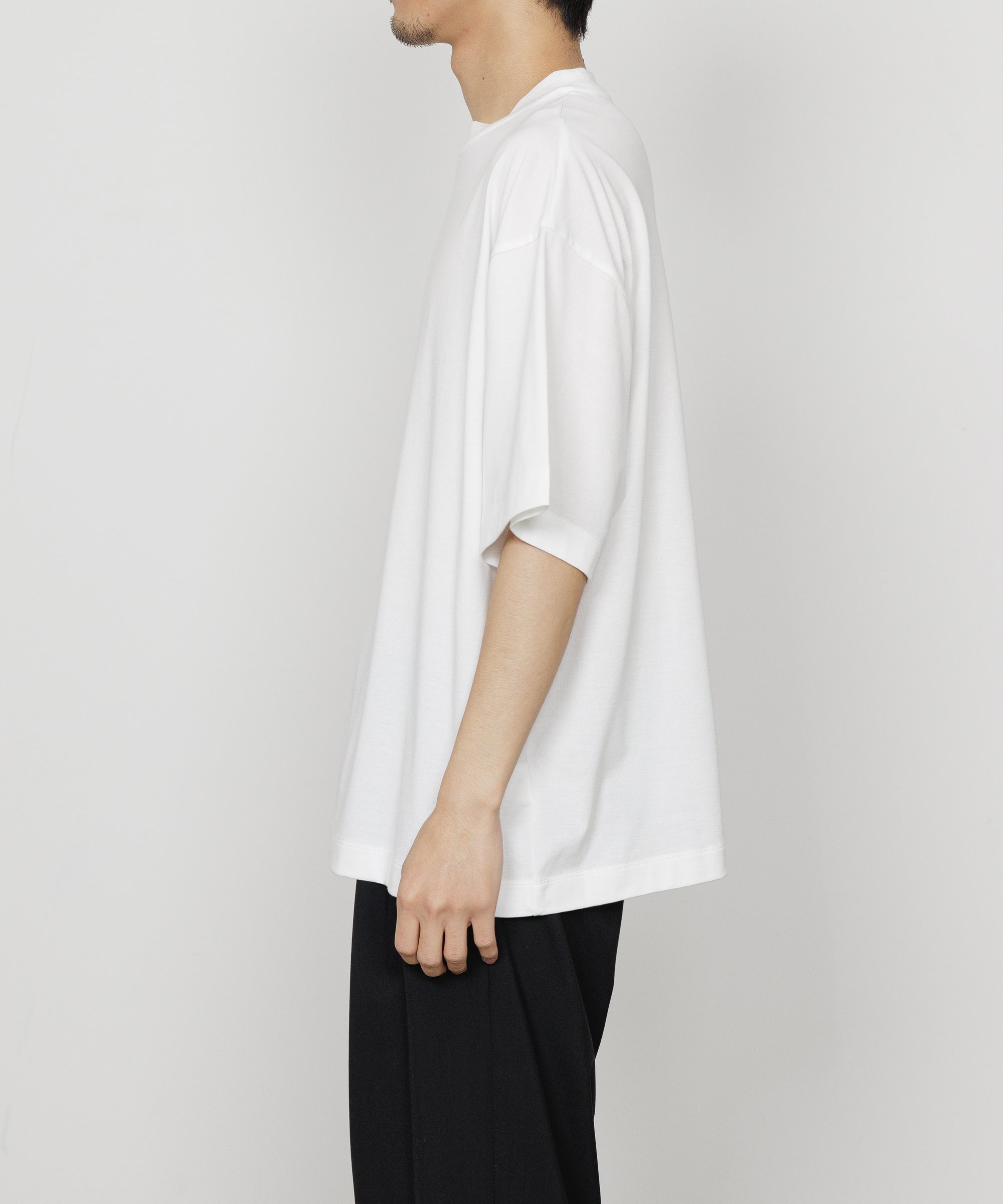 PERUVIAN PIMA ORGANIC COTTON KNIT MOCK NECK Tee, White