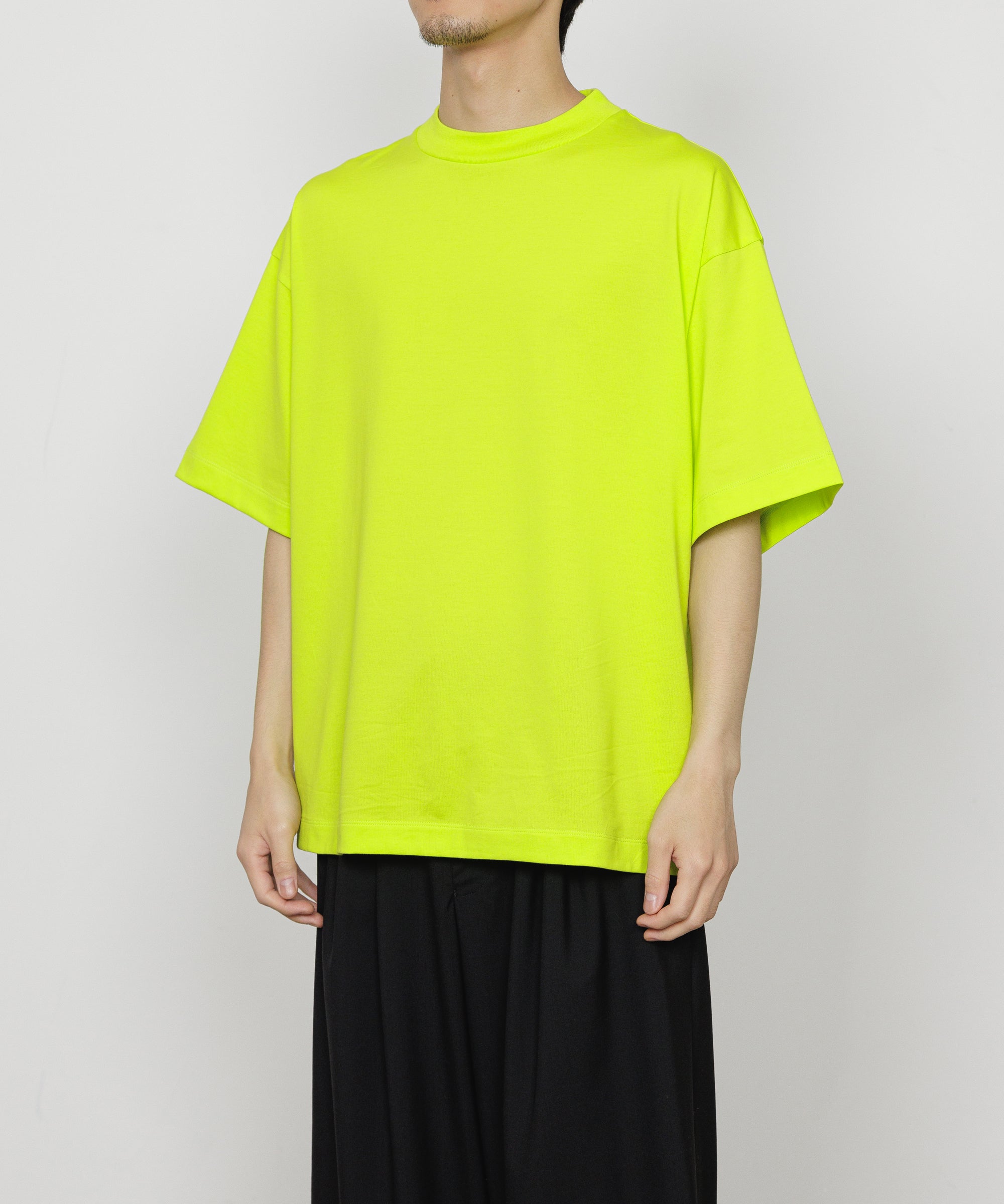 PERUVIAN PIMA ORGANIC COTTON KNIT MOCK NECK Tee, Lime