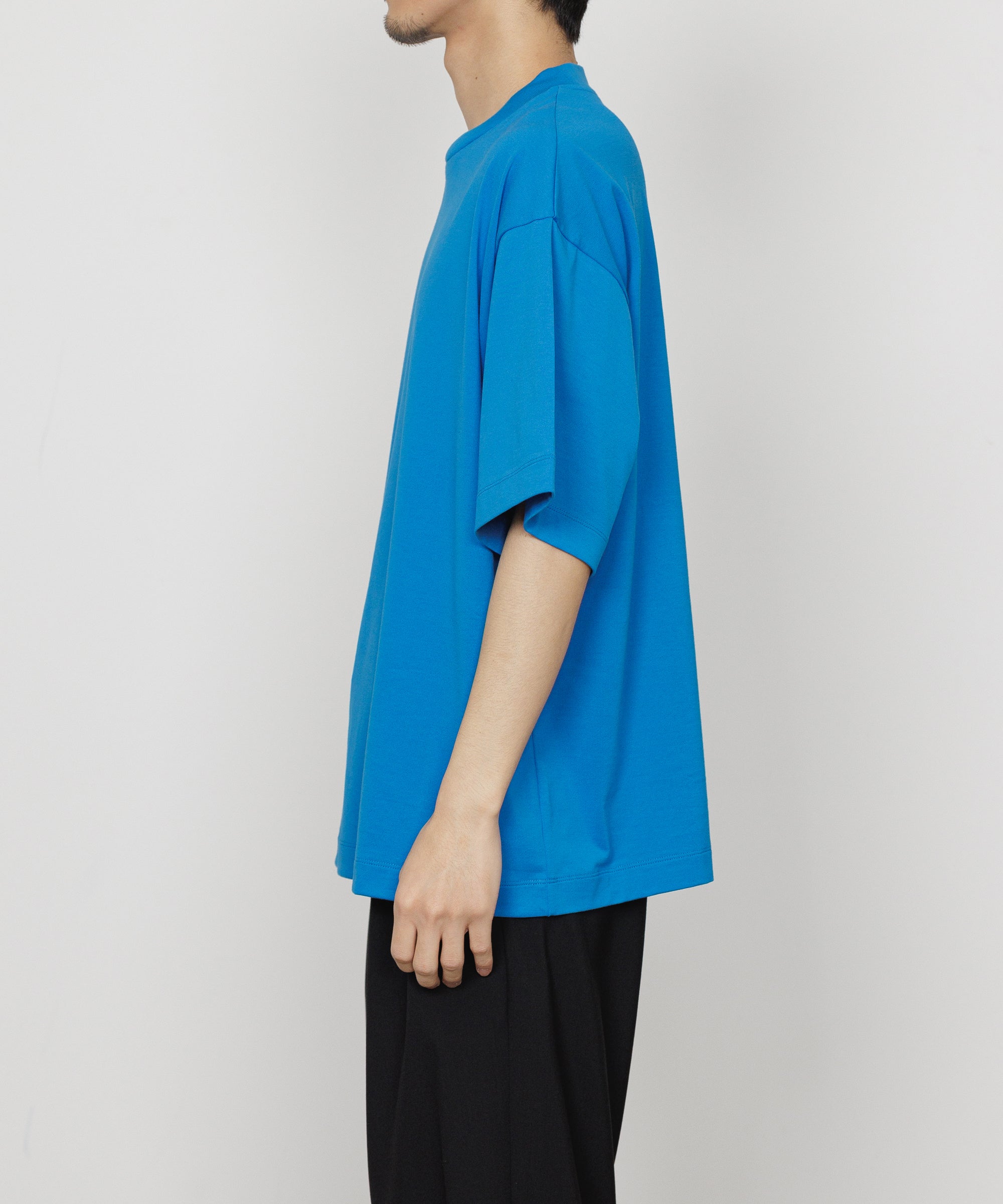 PERUVIAN PIMA ORGANIC COTTON KNIT MOCK NECK Tee, Blue