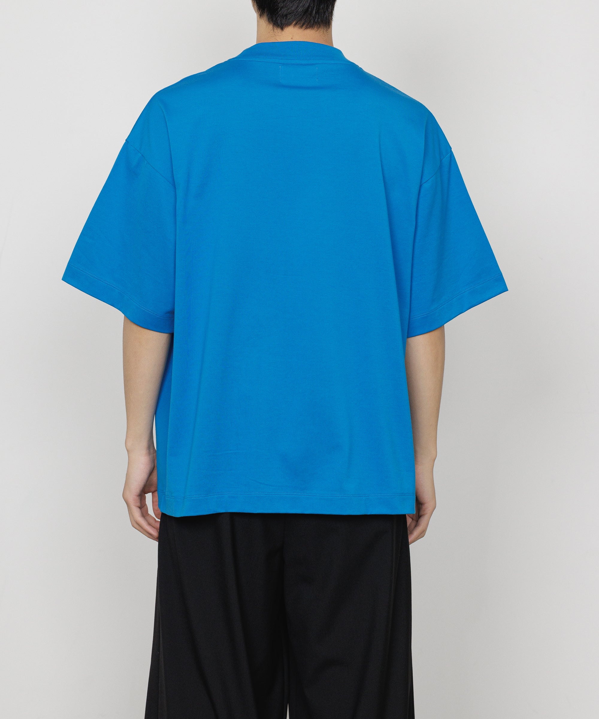 PERUVIAN PIMA ORGANIC COTTON KNIT MOCK NECK Tee, Blue