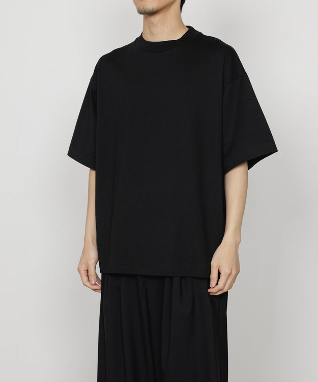 PERUVIAN PIMA ORGANIC COTTON KNIT MOCK NECK Tee, Black