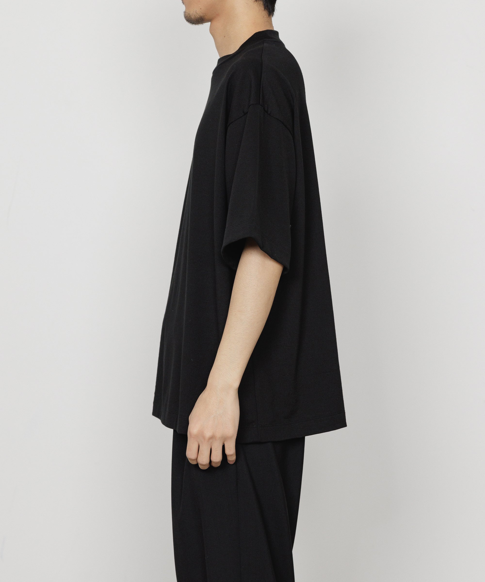 PERUVIAN PIMA ORGANIC COTTON KNIT MOCK NECK Tee, Black