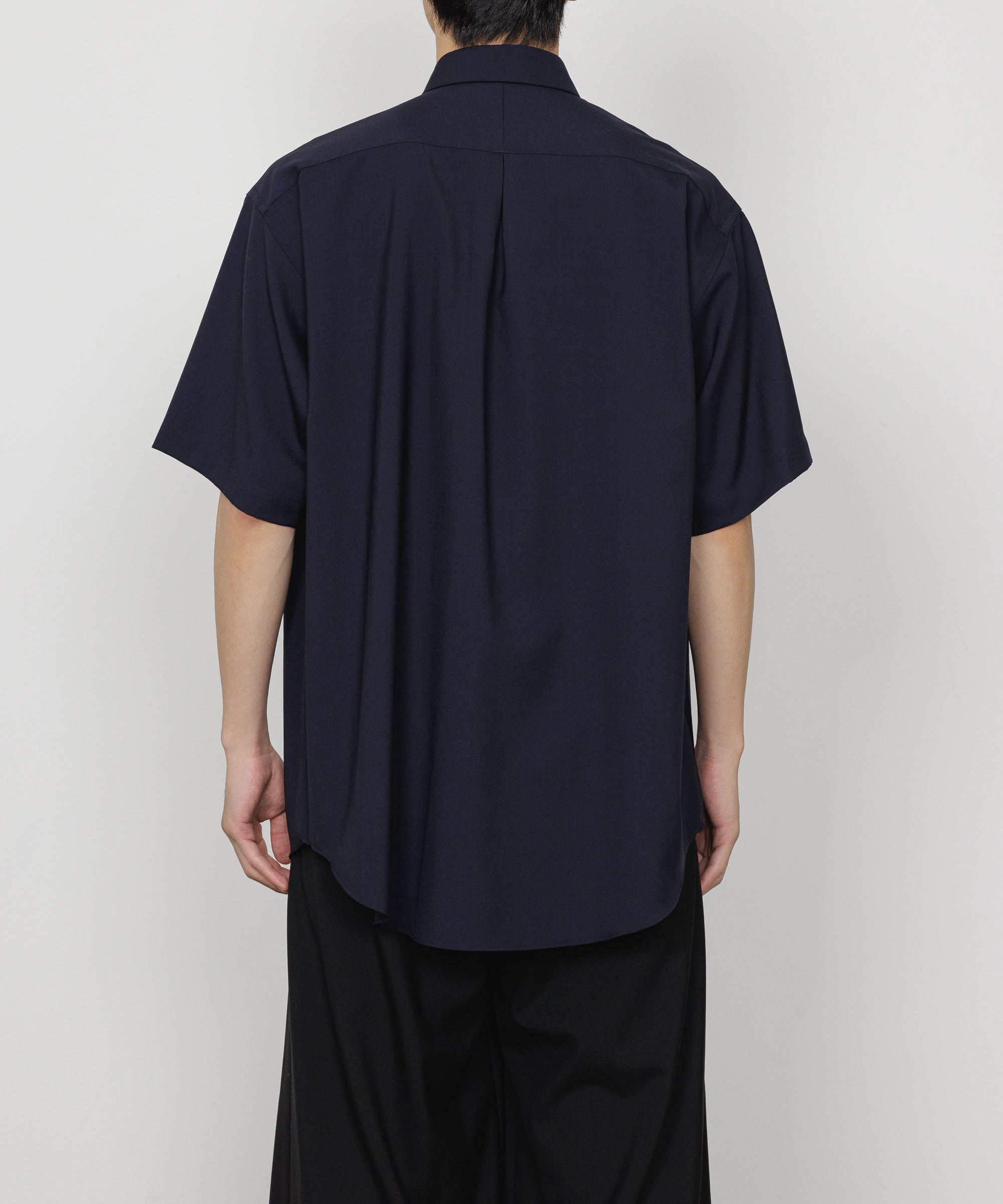オーガニックウール 2/80 トロピカル / コンフォートフィットS/Sシャツ, Navy