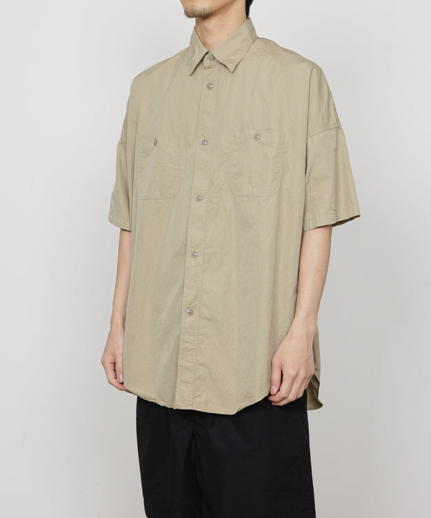 120/2オールウェザークロス / テントS/Sロングシャツ, Beige