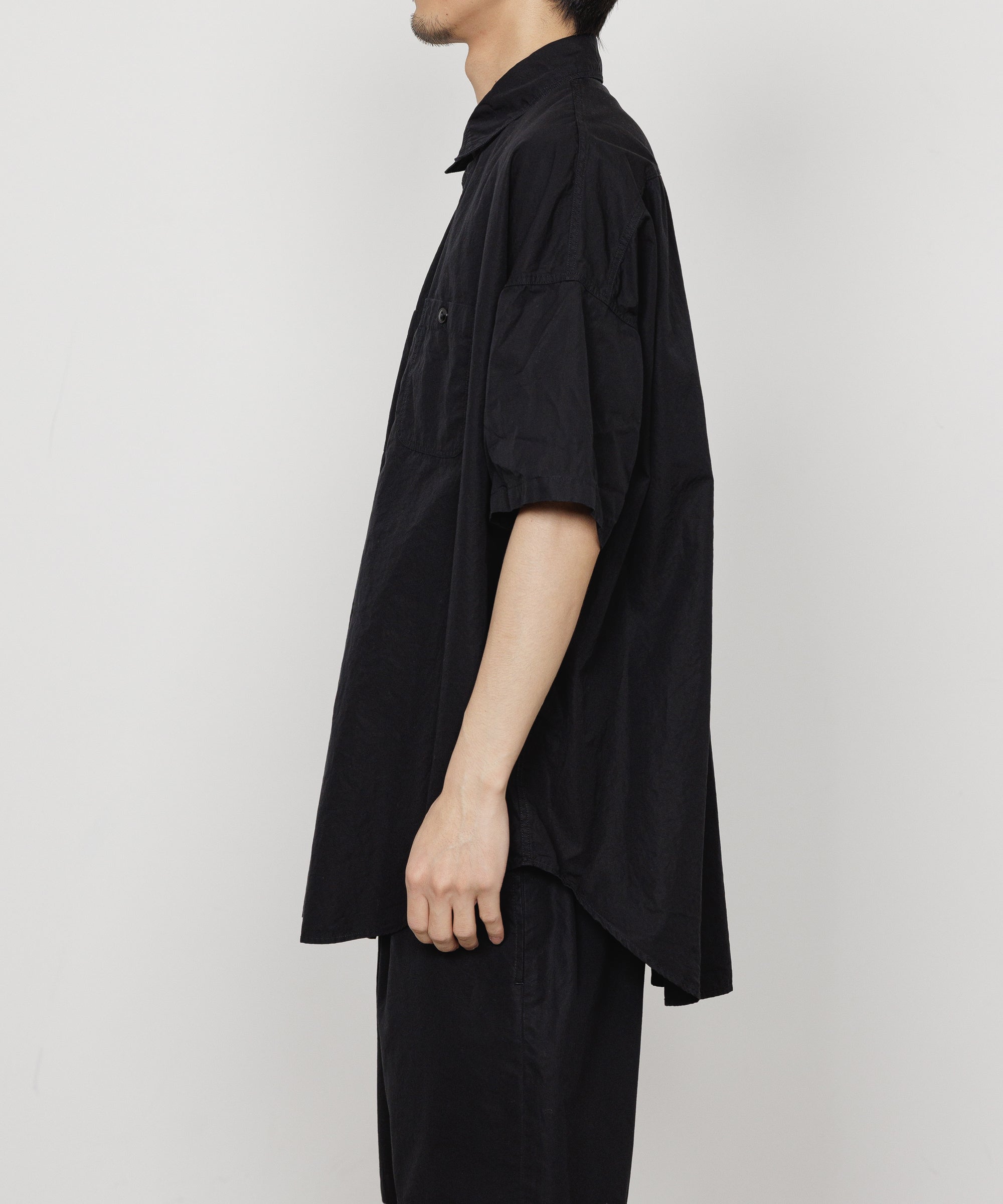 120/2オールウェザークロス / テントS/Sロングシャツ, Black