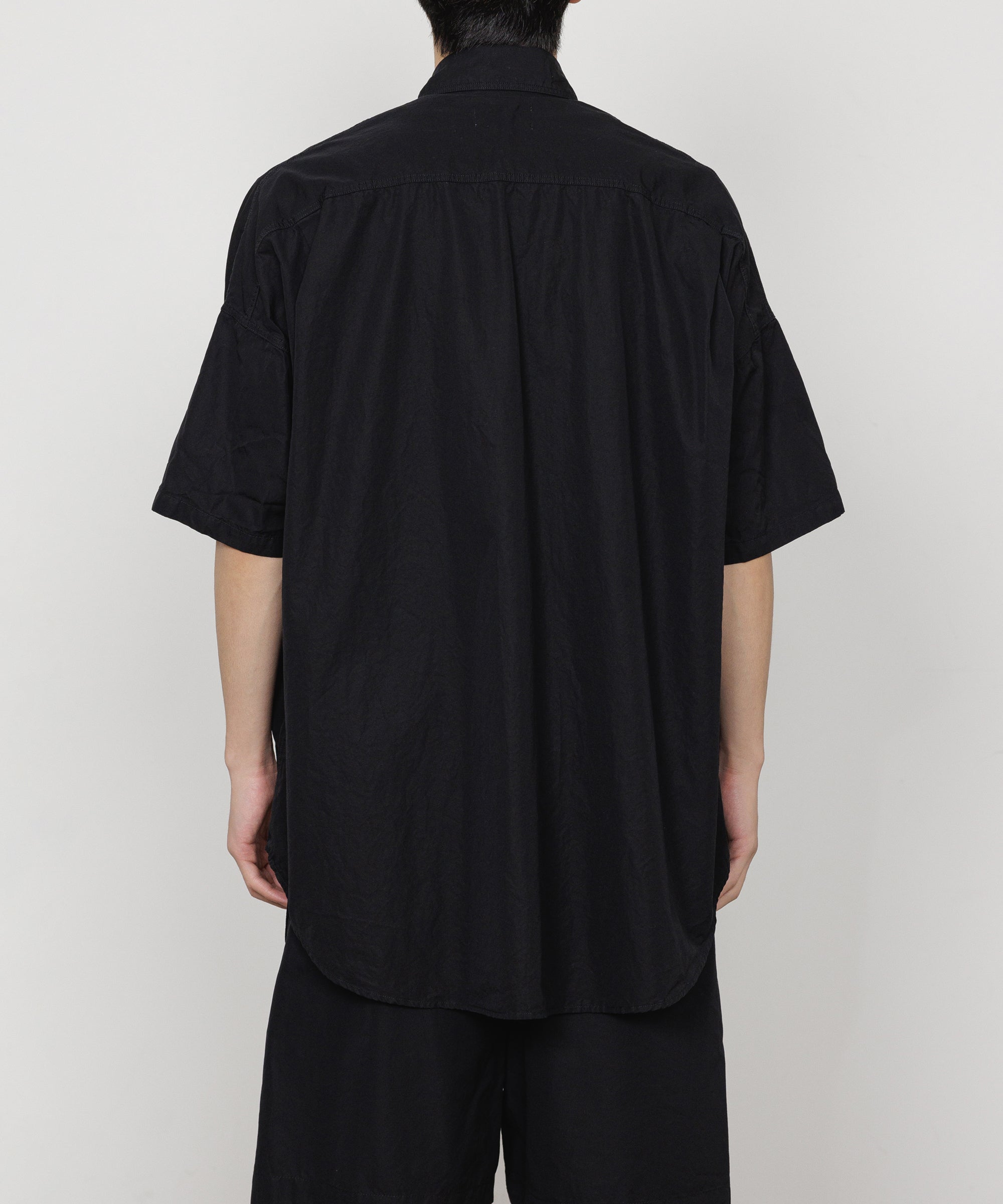 120/2オールウェザークロス / テントS/Sロングシャツ, Black
