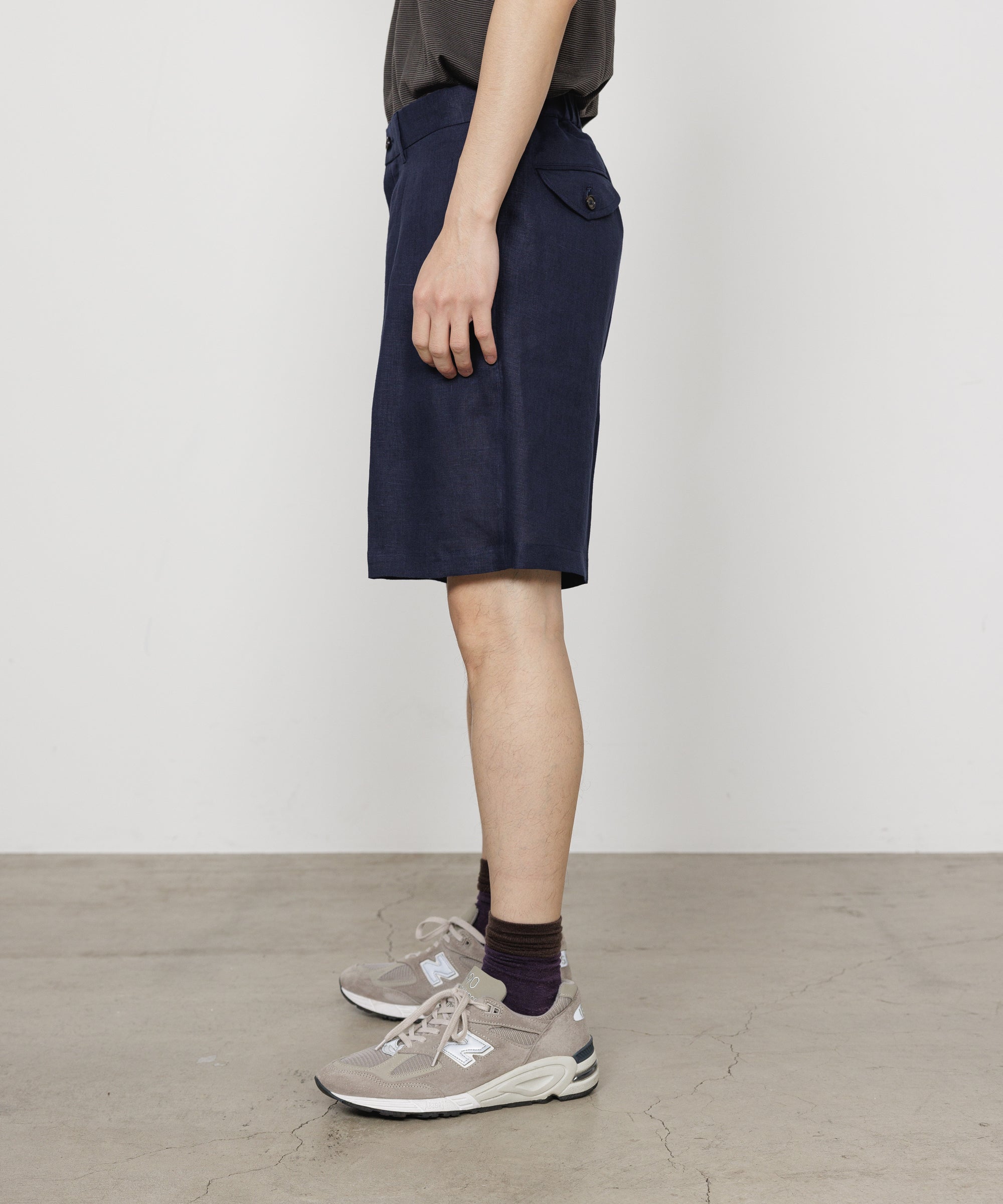 HEMP SHIRTING CLASSIC FIT SHORTS, Navy
