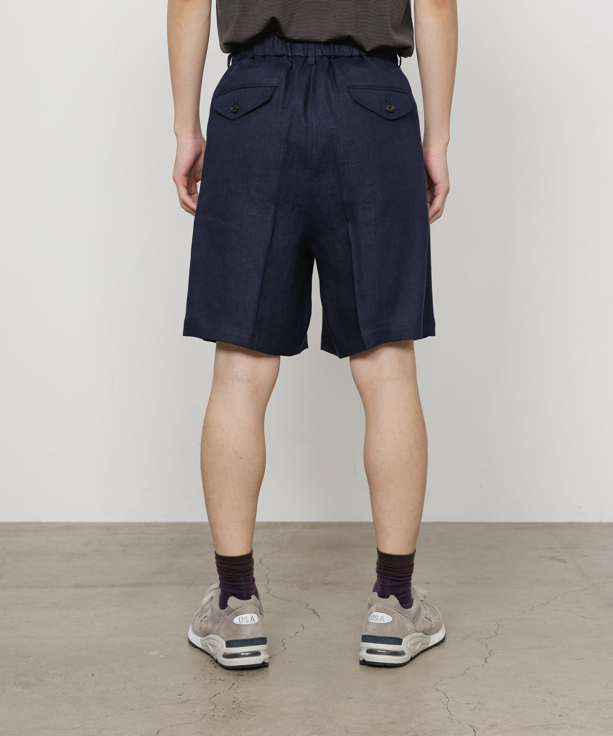 HEMP SHIRTING CLASSIC FIT SHORTS, Navy