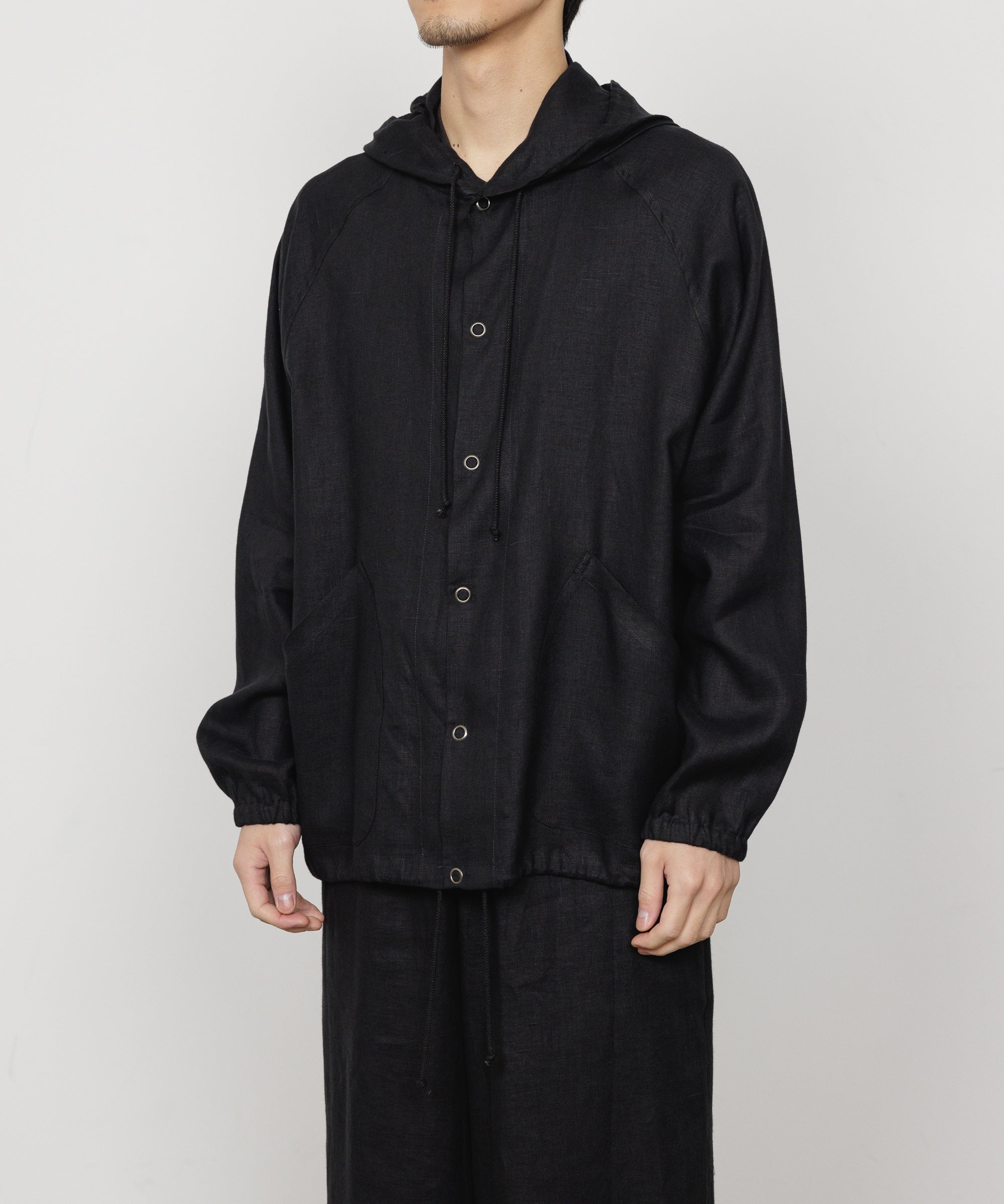 LINEN TROPICAL PARKA, Black