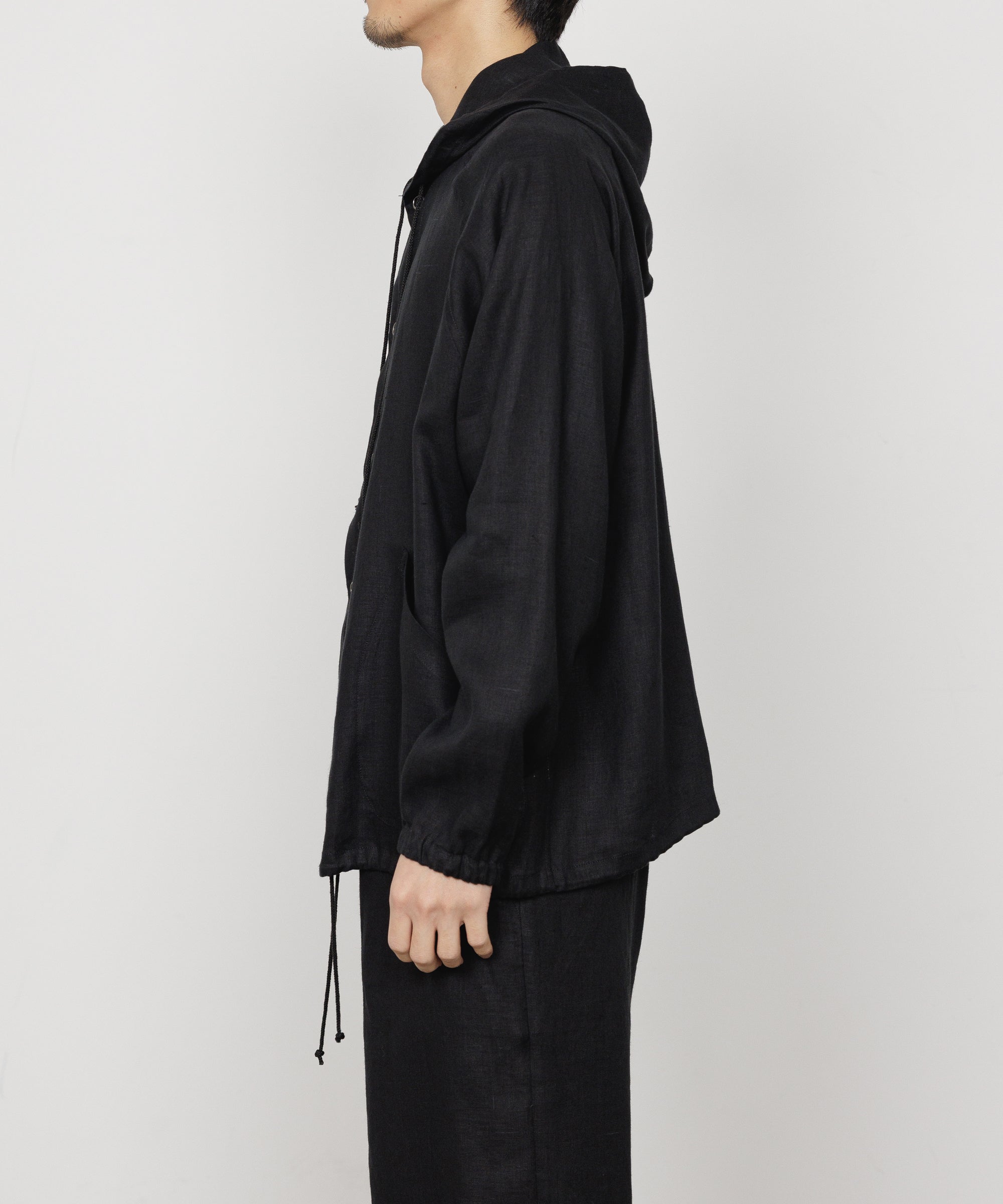 LINEN TROPICAL PARKA, Black