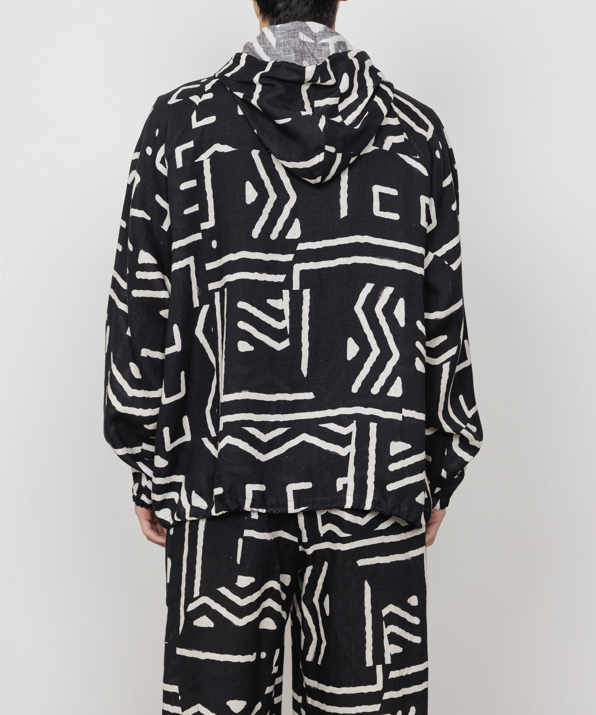 LINEN TROPICAL PARKA, Black x Ivory