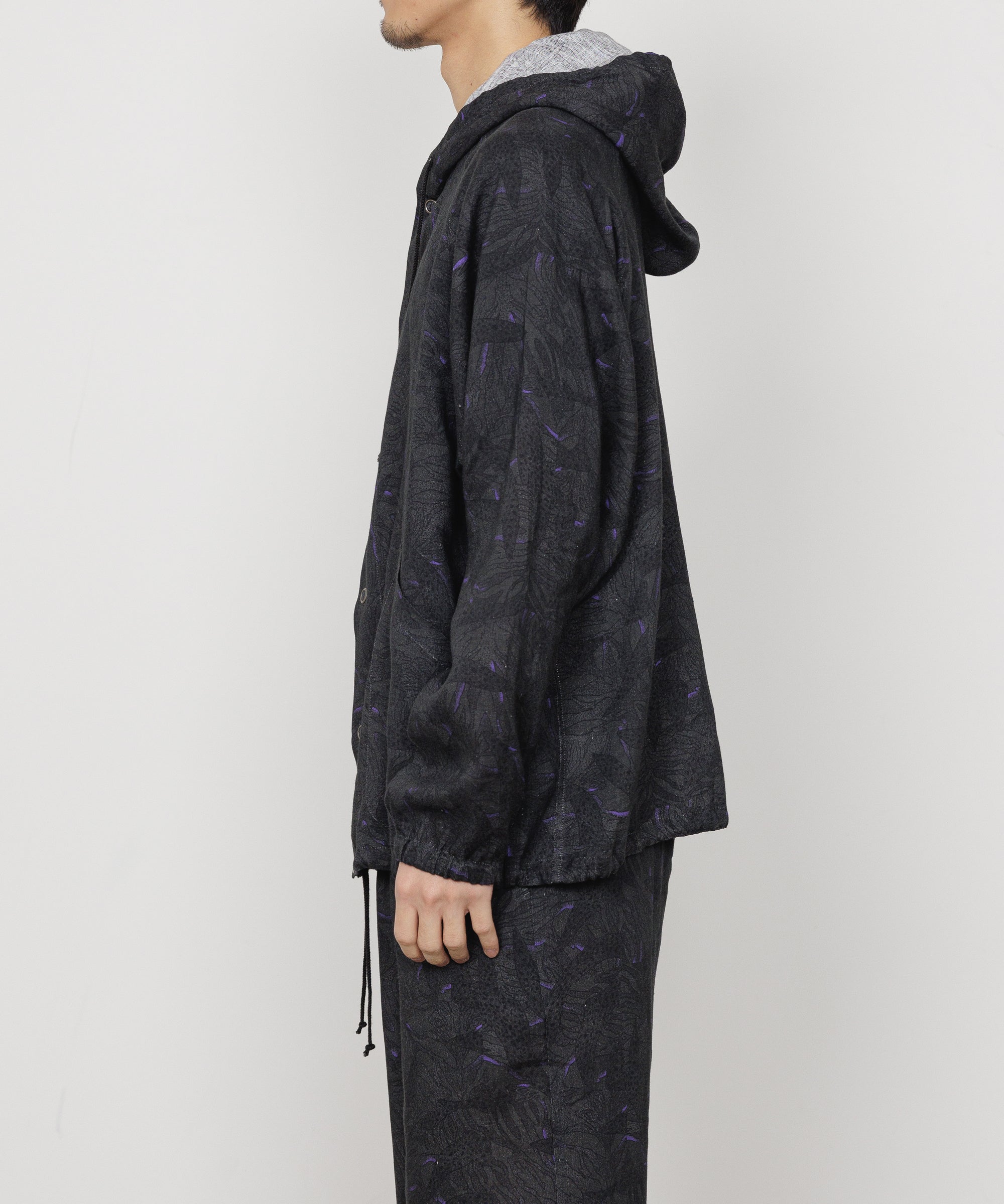 LINEN TROPICAL PARKA, Gray x Purple