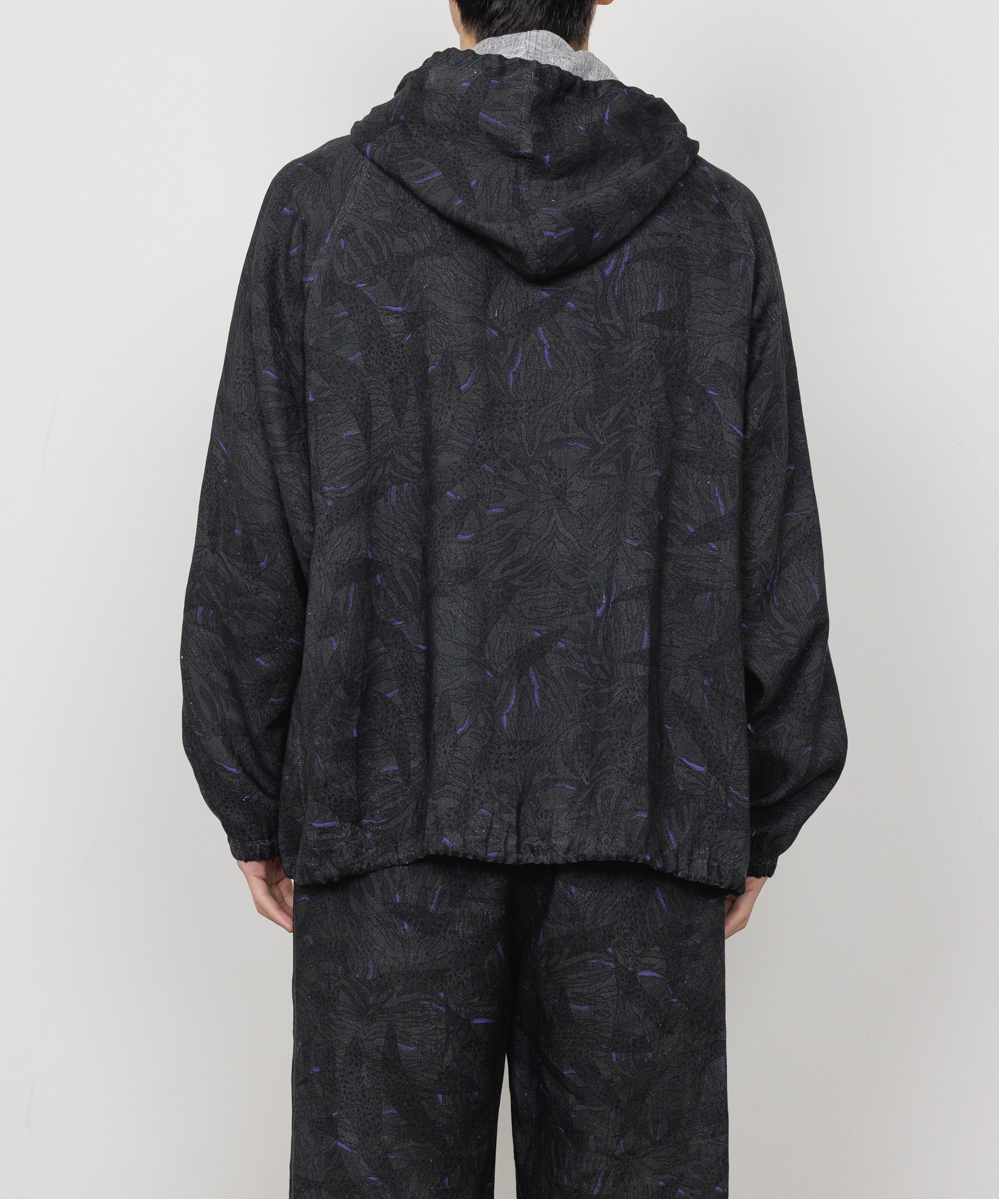 LINEN TROPICAL PARKA, Gray x Purple
