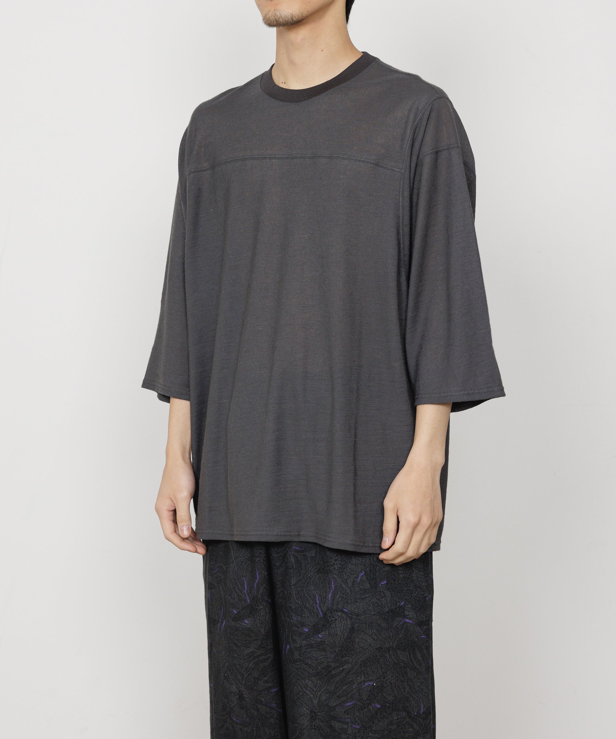 RAMIE KNIT BALL GAMES 3/4 SLEEVE TEE, M.Gray