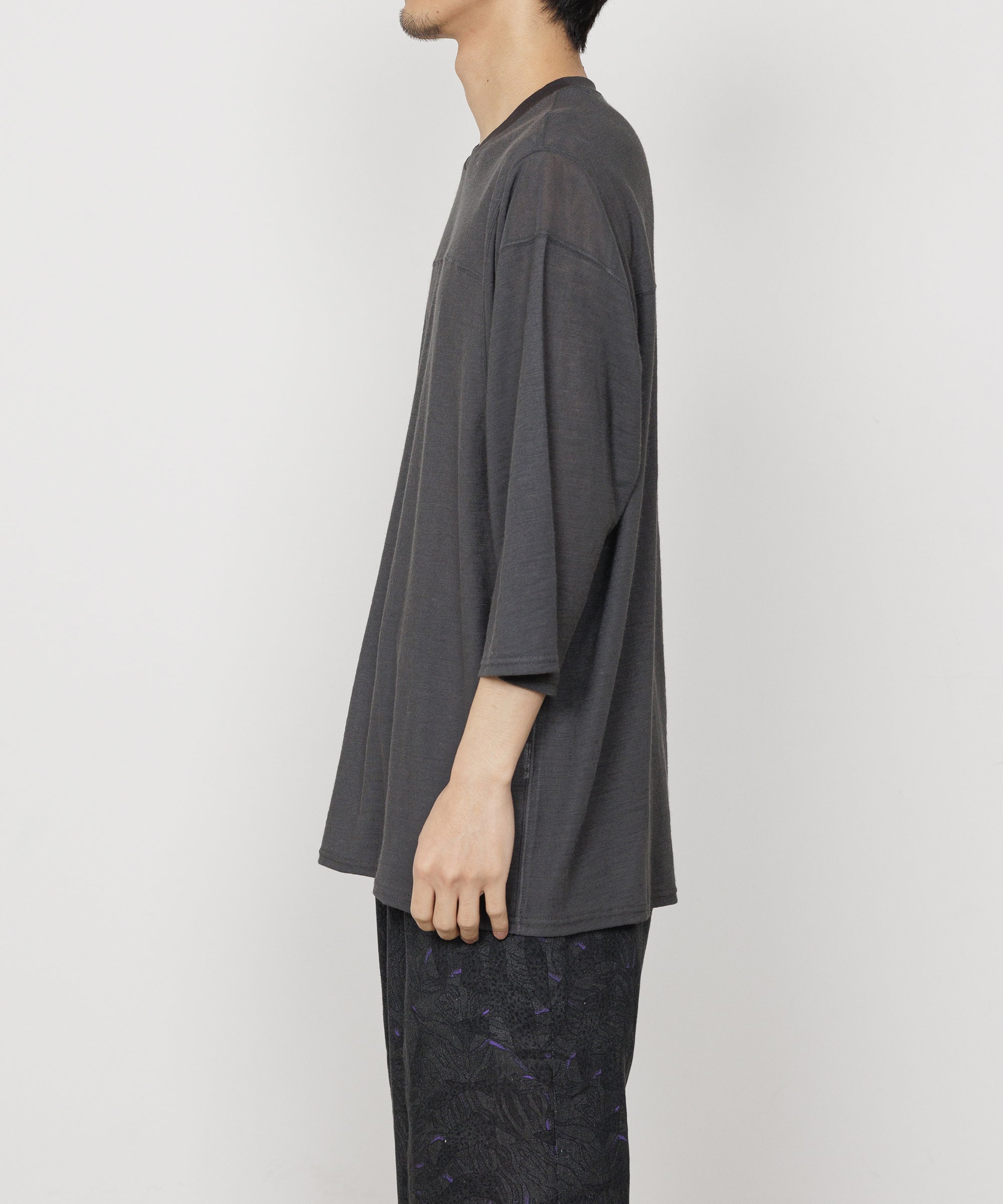 RAMIE KNIT BALL GAMES 3/4 SLEEVE TEE, M.Gray