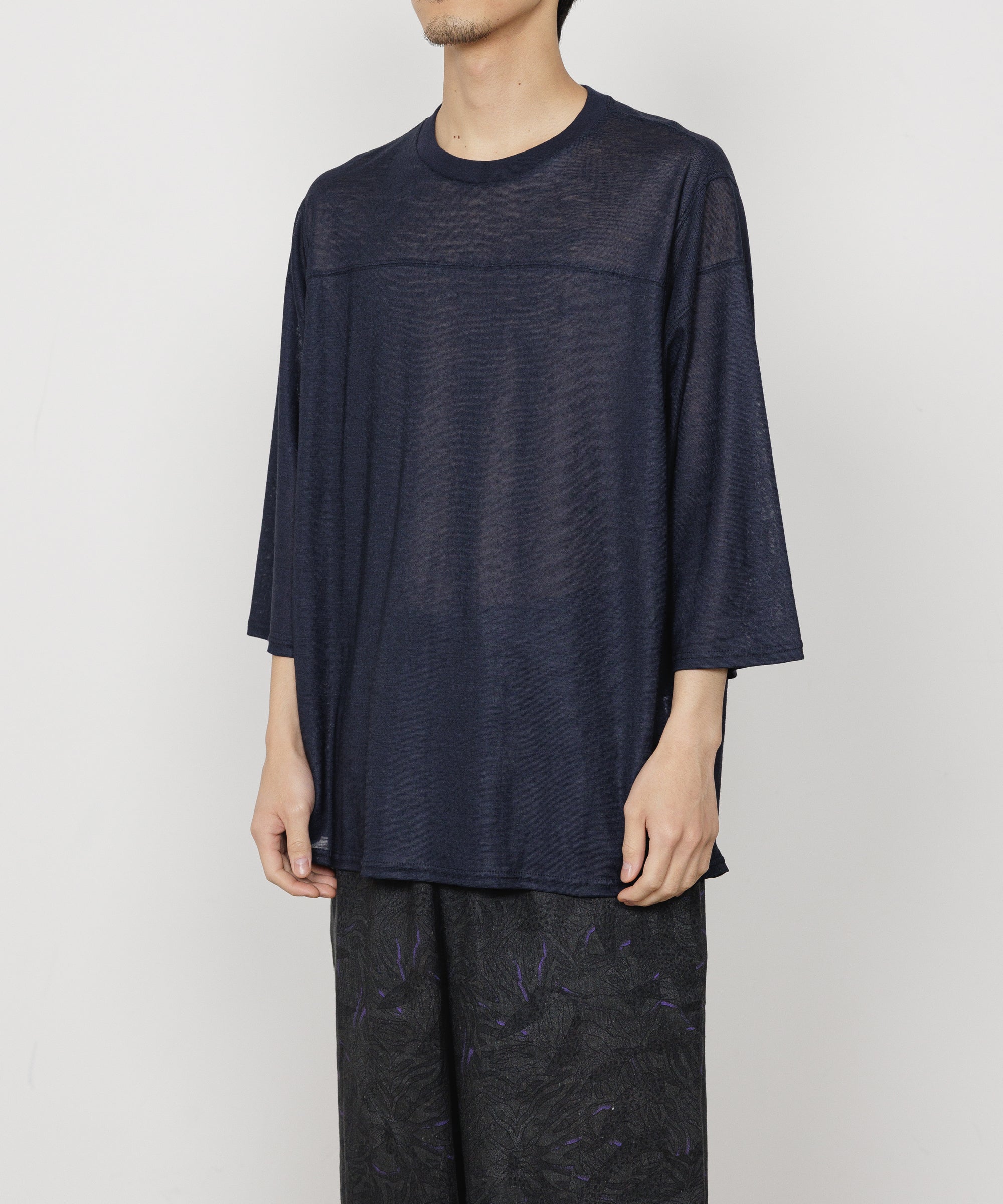 RAMIE KNIT BALL GAMES 3/4 SLEEVE TEE, Navy