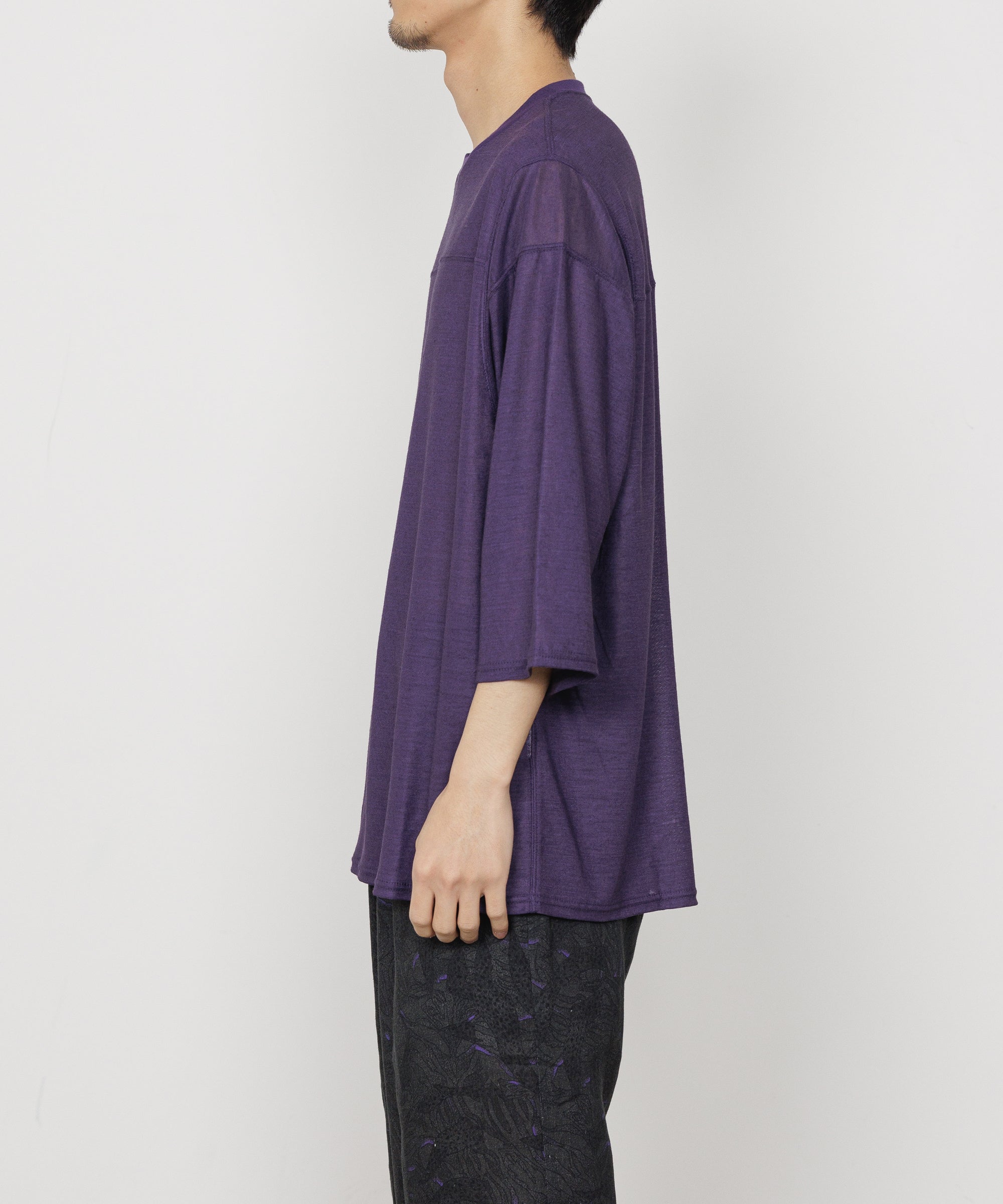 RAMIE KNIT BALL GAMES 3/4 SLEEVE TEE, Purple