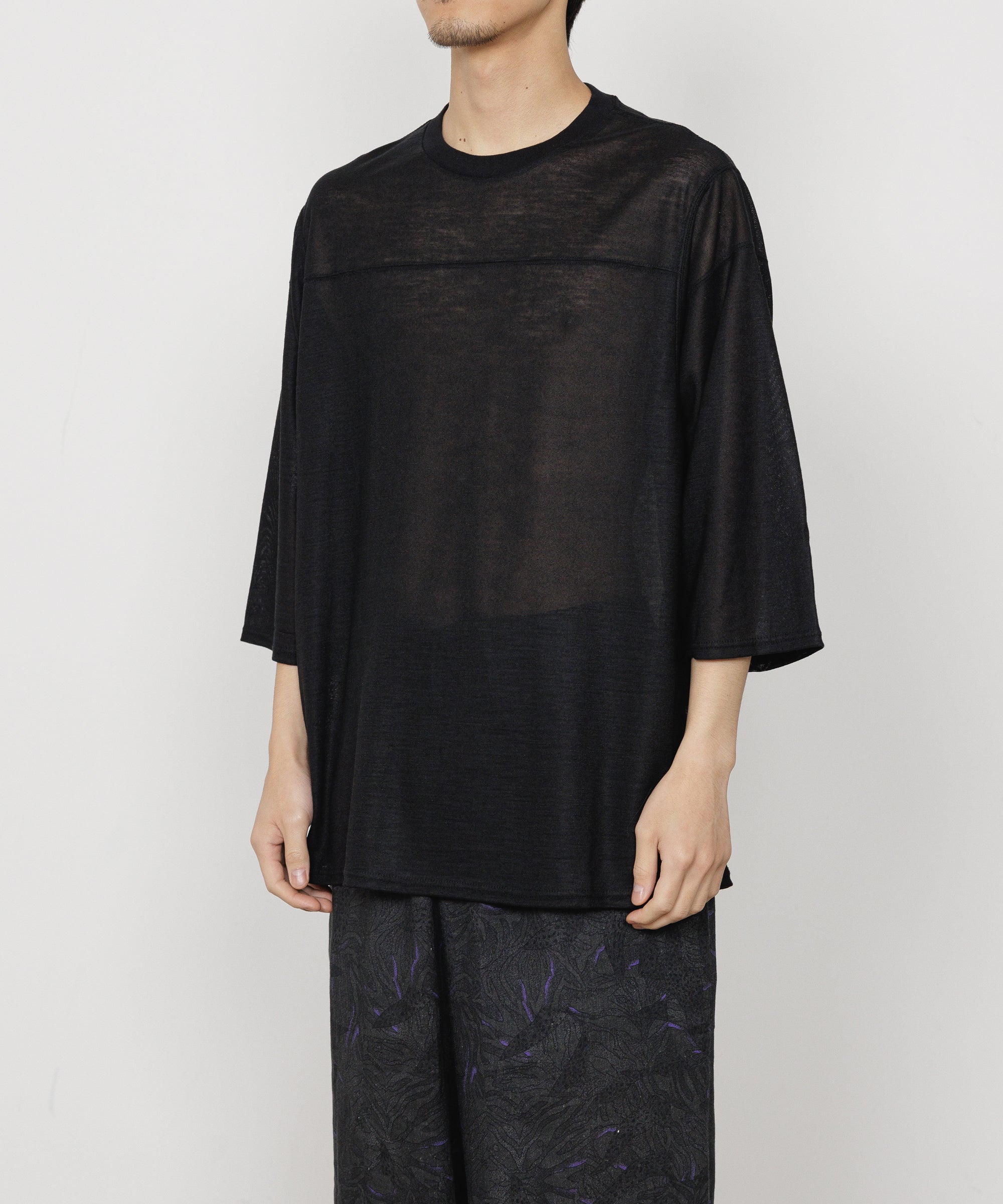 RAMIE KNIT BALL GAMES 3/4 SLEEVE TEE, Black