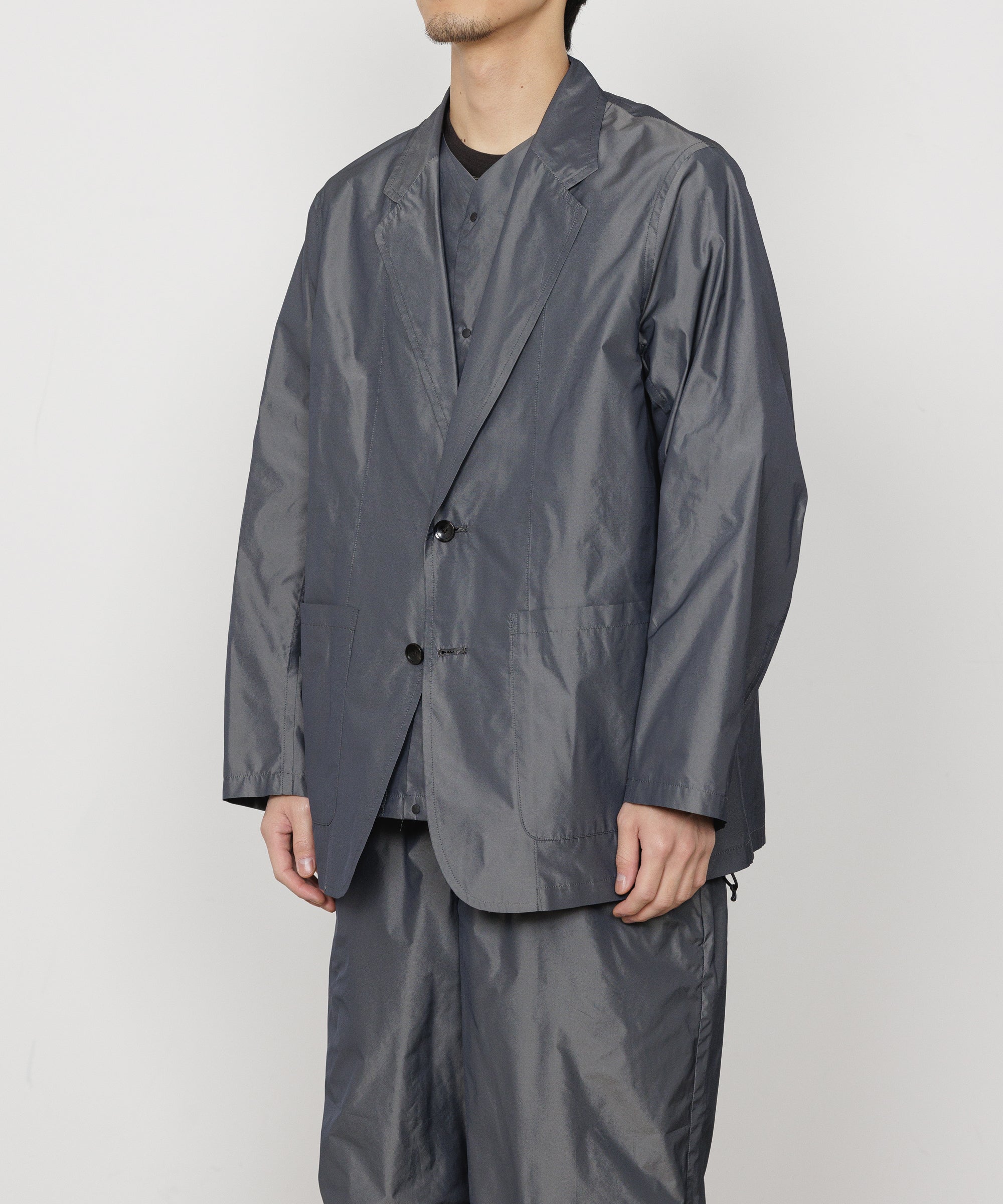RECYCLED POLYESTER×SILK TAFFETA STROLL AROUND JACKET, M Gray