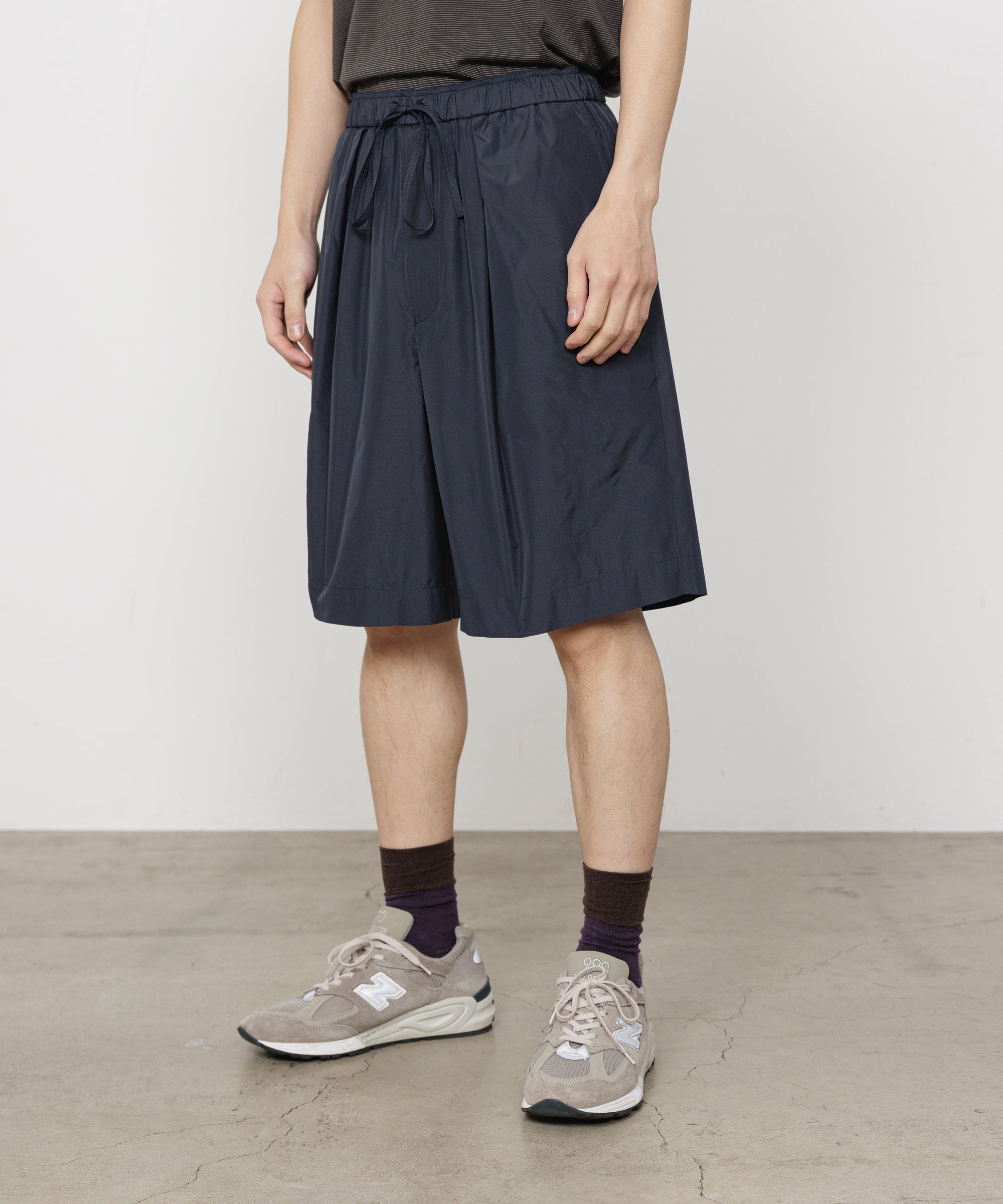 リサイクルポリエステル×シルクタフタ / ワイドショーツ, Navy