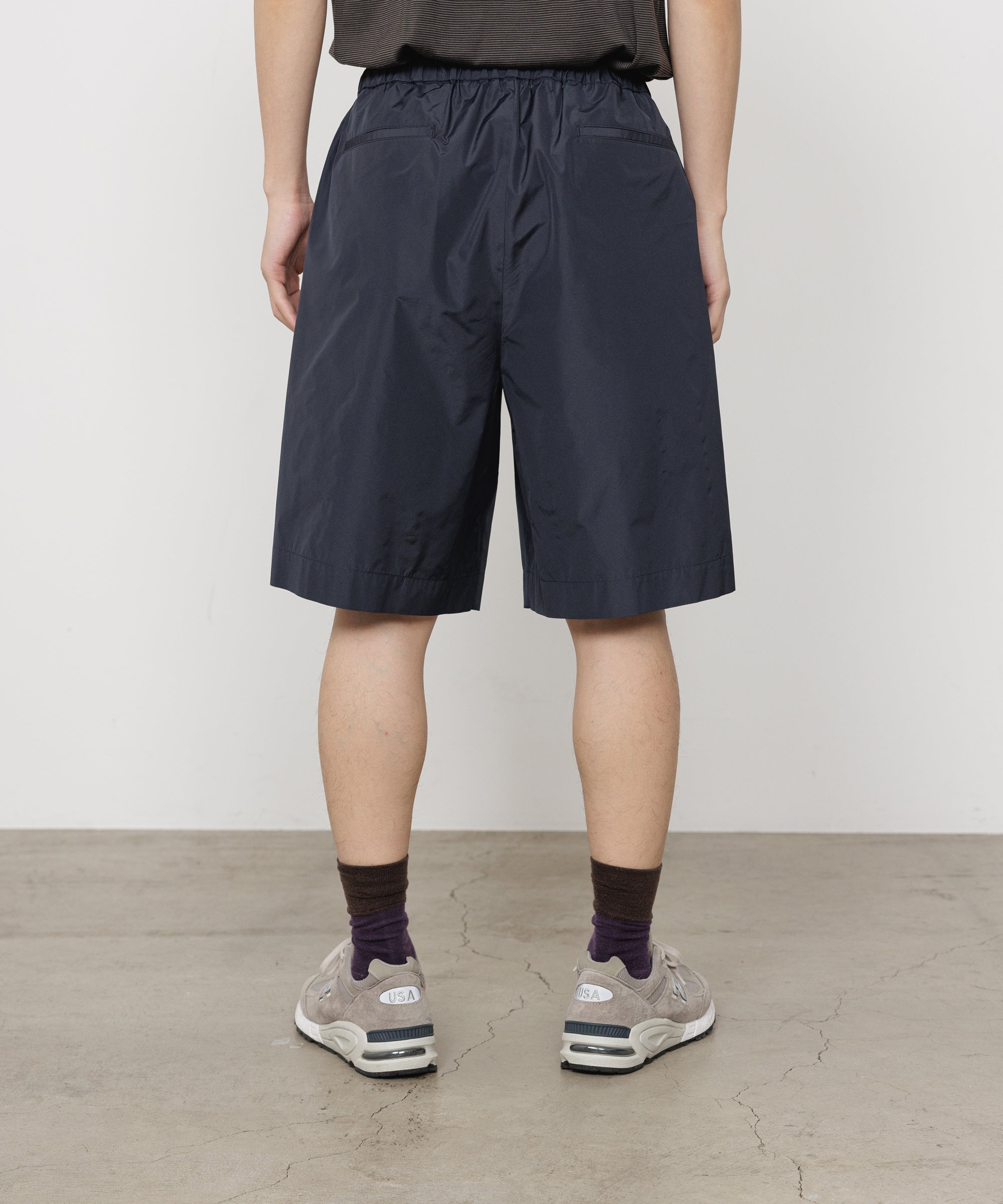 リサイクルポリエステル×シルクタフタ / ワイドショーツ, Navy