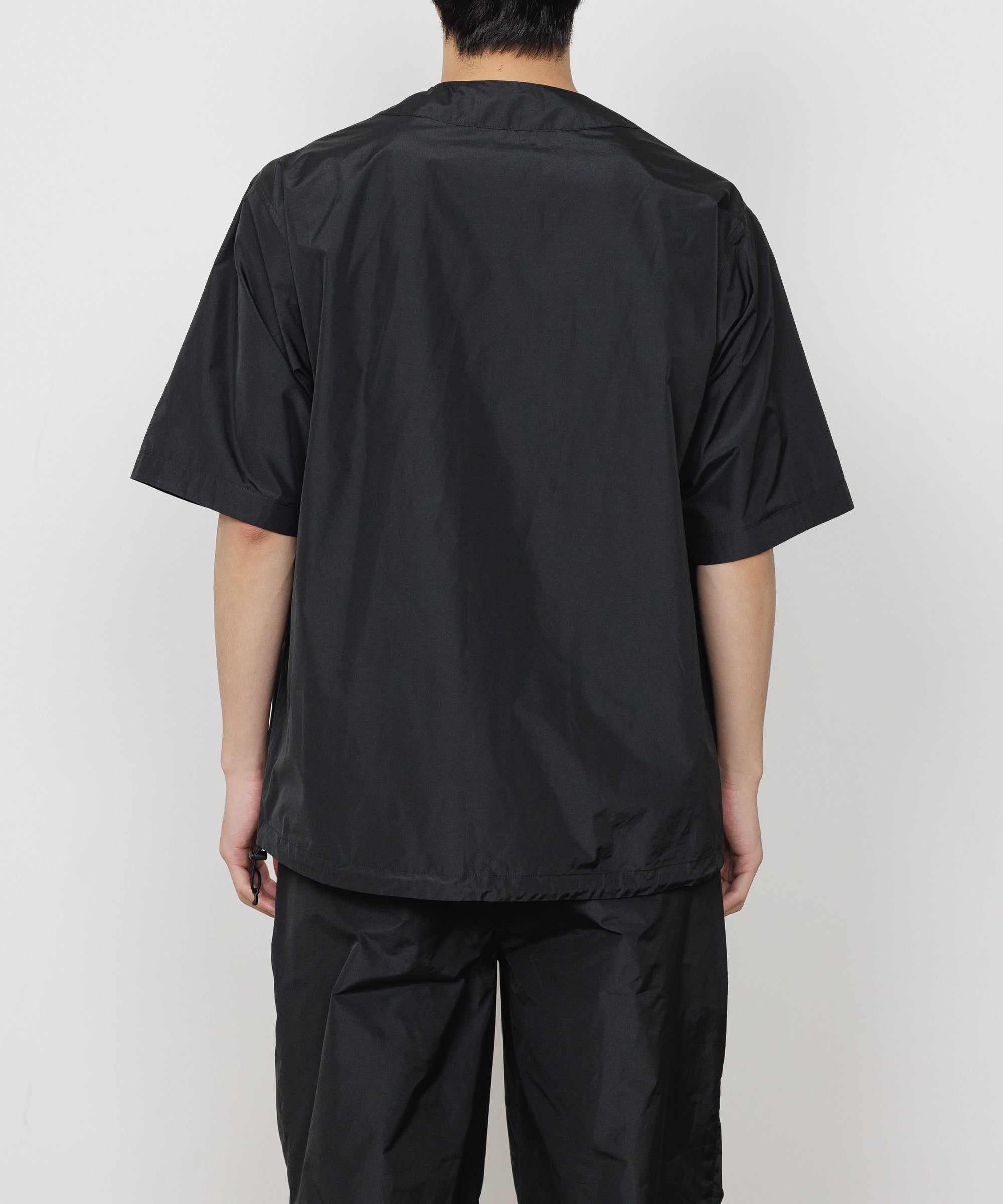 リサイクルポリエステル×シルクタフタ / ベースボールシャツ, Black