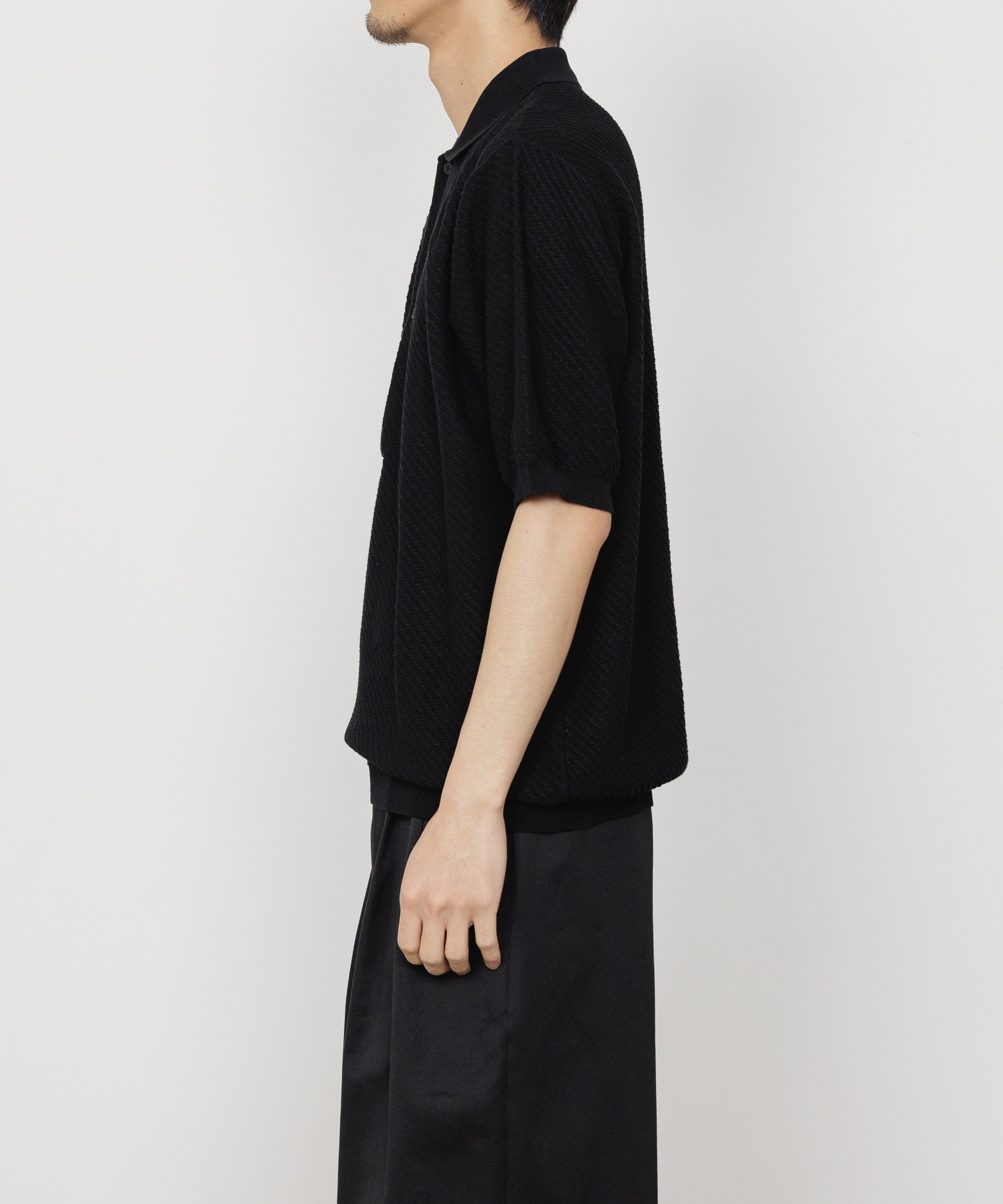 ORGANIC COTTON TWIST YARN SKIPPER KNIT, Black