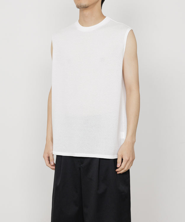40/2 ORGANIC COTTON MESH MESH SLEEVELESS TEE, White