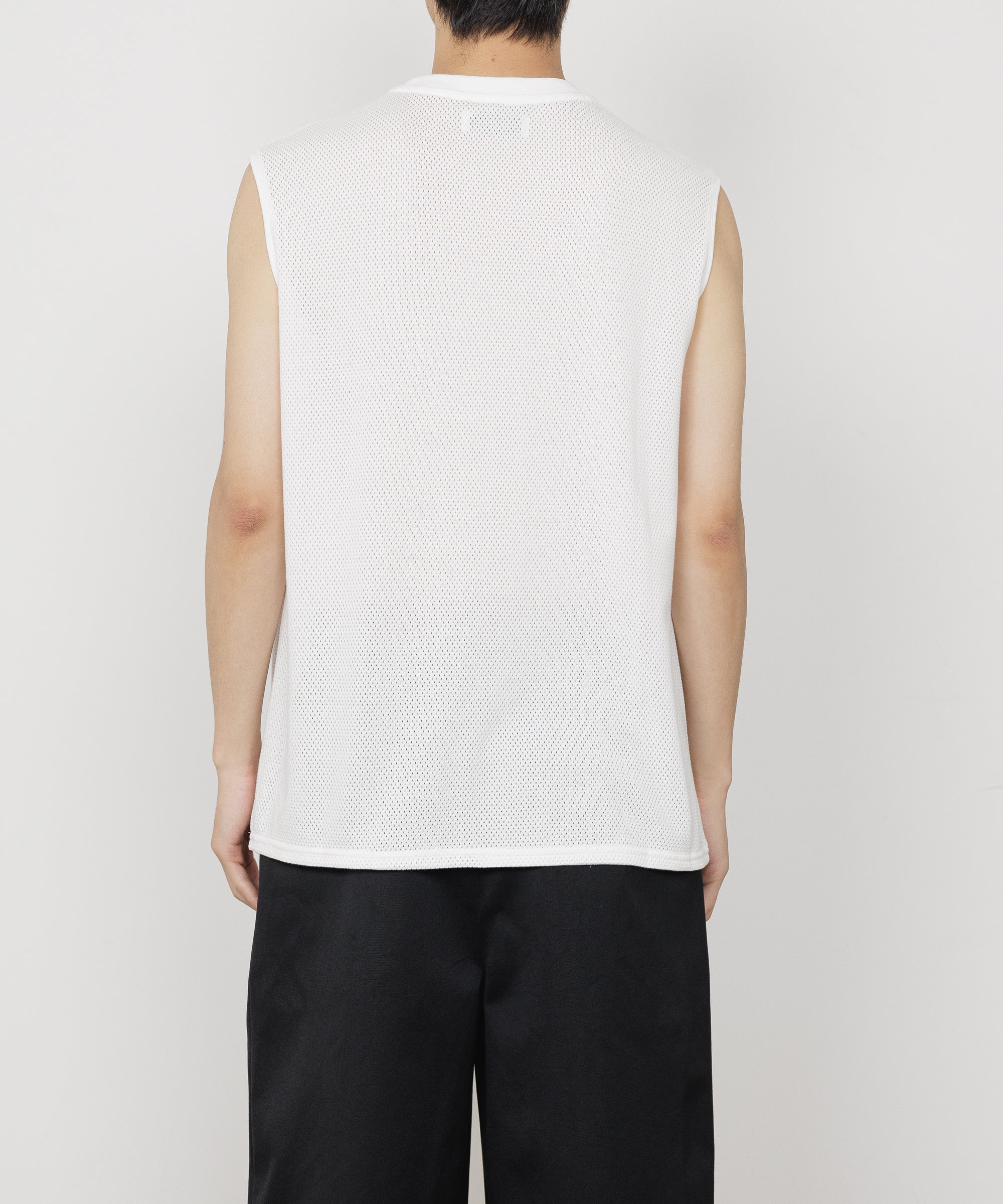 40/2 ORGANIC COTTON MESH MESH SLEEVELESS TEE, White