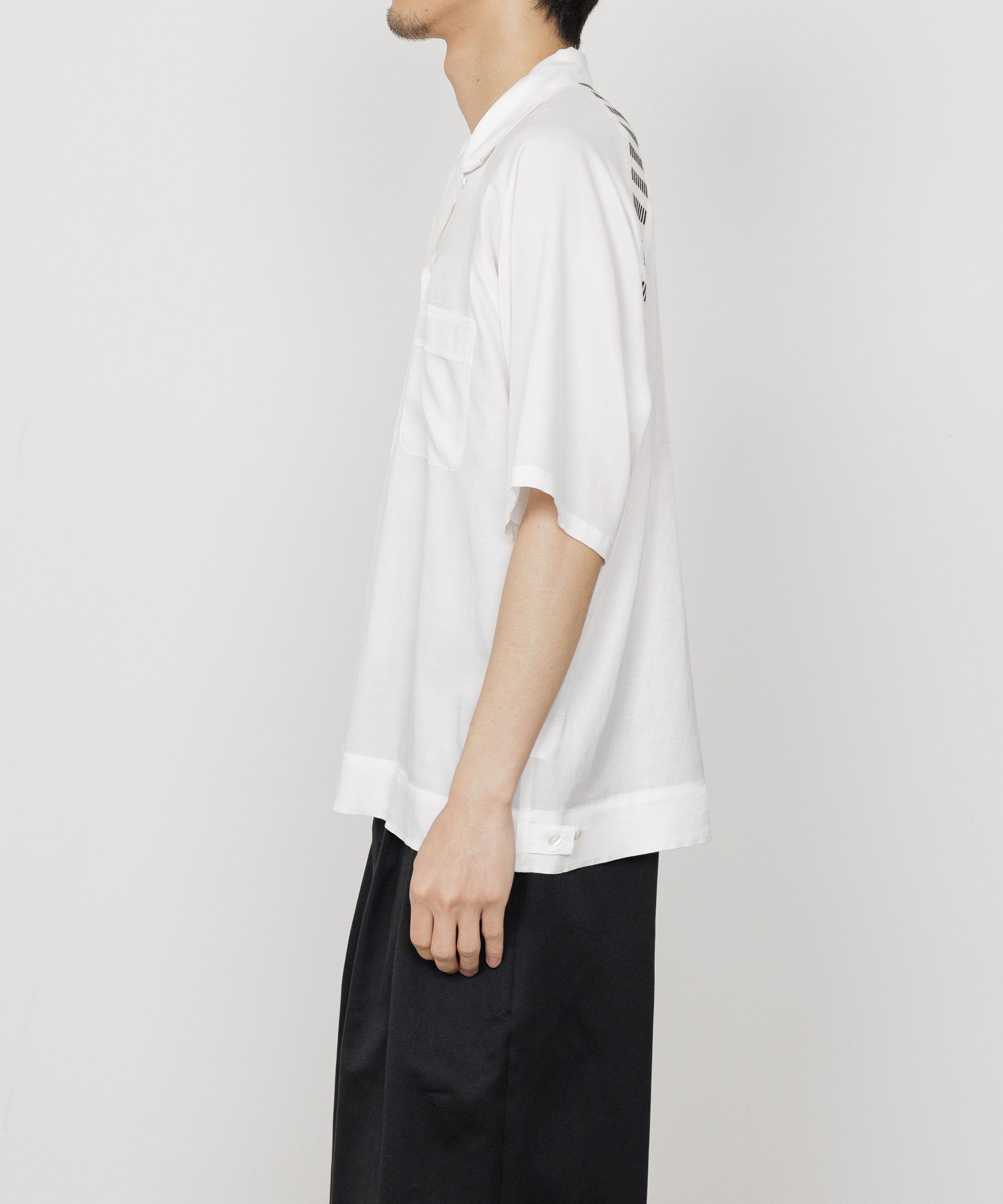 CUPRO×ORGANIC COTTON VIYELLA BOWLING SHIRT, White