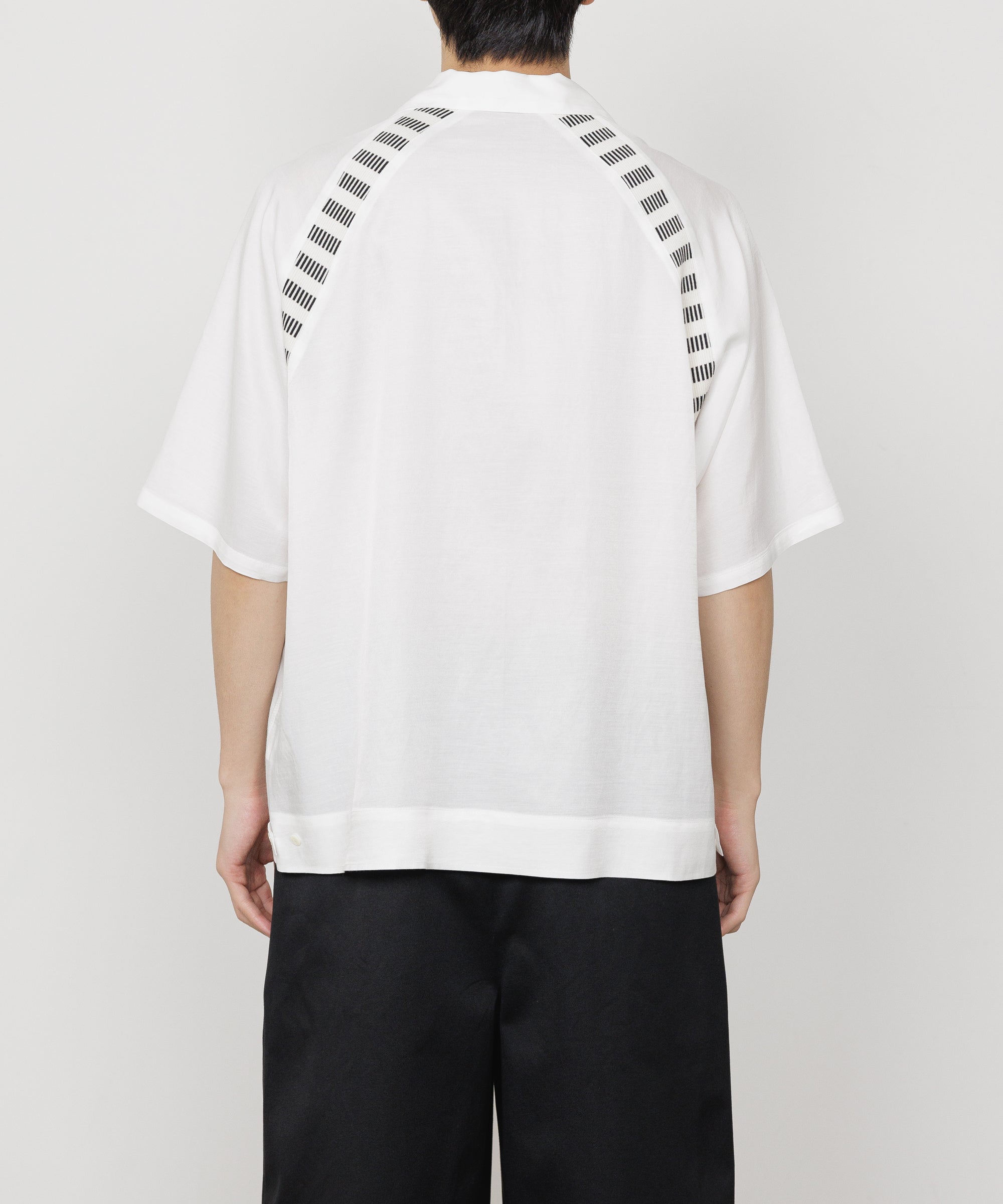 CUPRO×ORGANIC COTTON VIYELLA BOWLING SHIRT, White