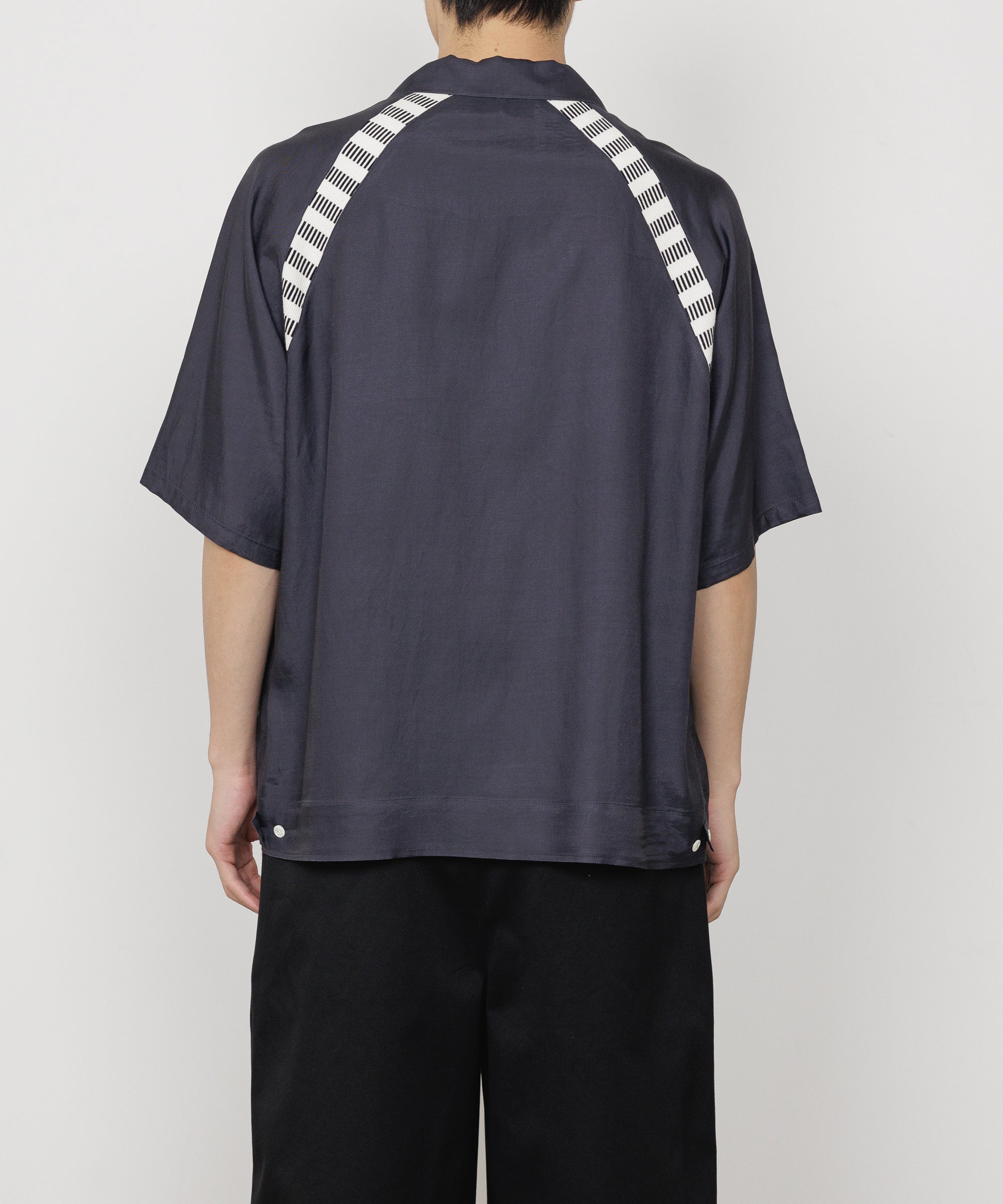 CUPRO×ORGANIC COTTON VIYELLA BOWLING SHIRT, Charcoal