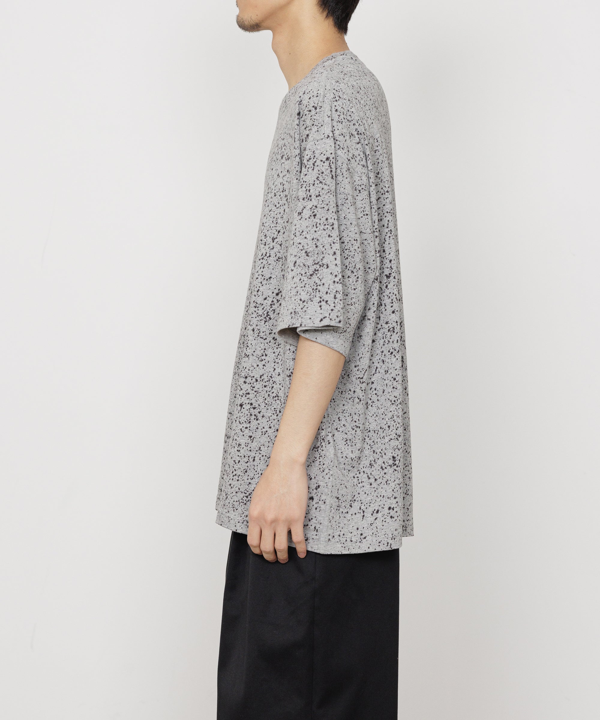 30/1 ORGANIC COTTON KNIT LOOSE FIT SPLASH TEE, Top Gray