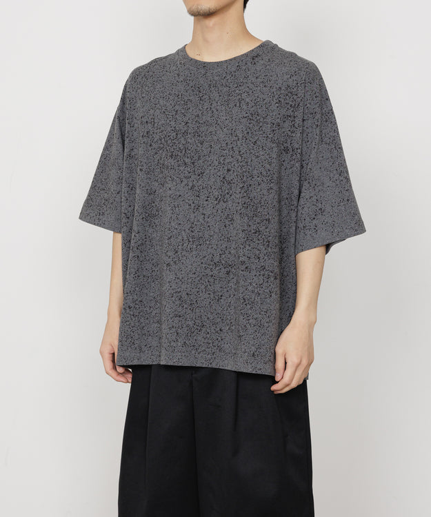 30/1 ORGANIC COTTON KNIT LOOSE FIT SPLASH TEE, Top Charcoal