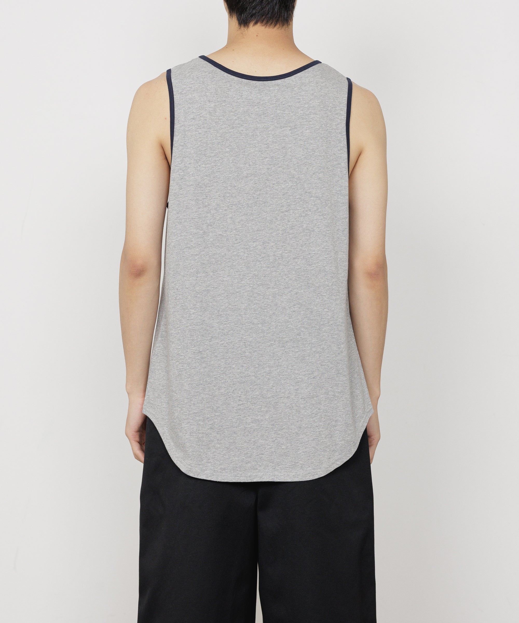 30/1 ORGANIC COTTON KNIT RINGER TANK TOP, Top Gray