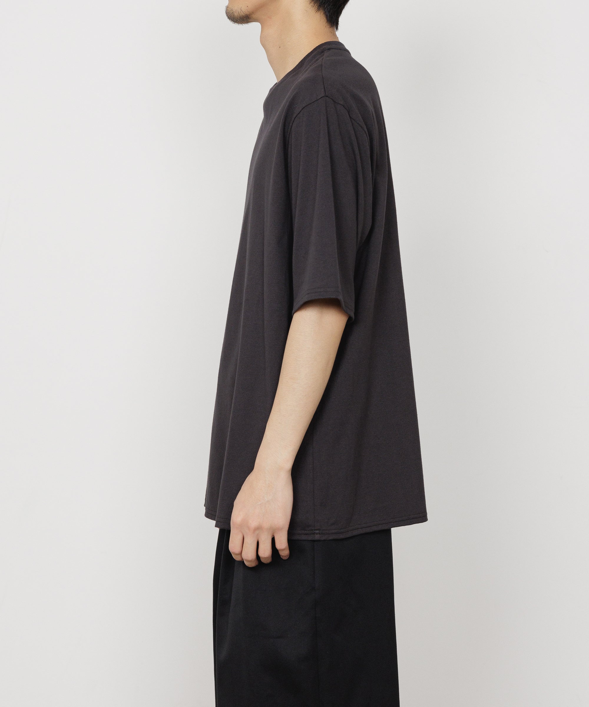 40/2 ORGANIC COTTON KNIT CREW NECK TEE, Charcoal