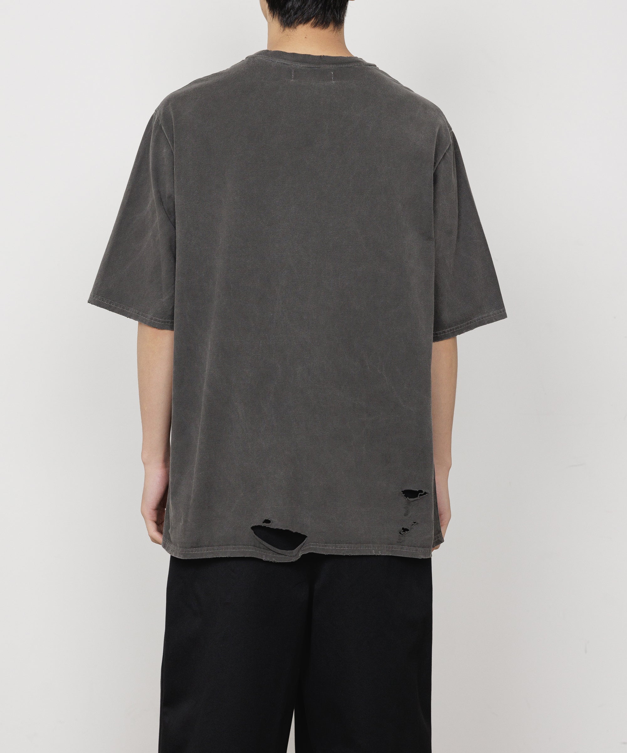 40/2 ORGANIC COTTON KNIT CREW NECK DAMAGED TEE, Dameged