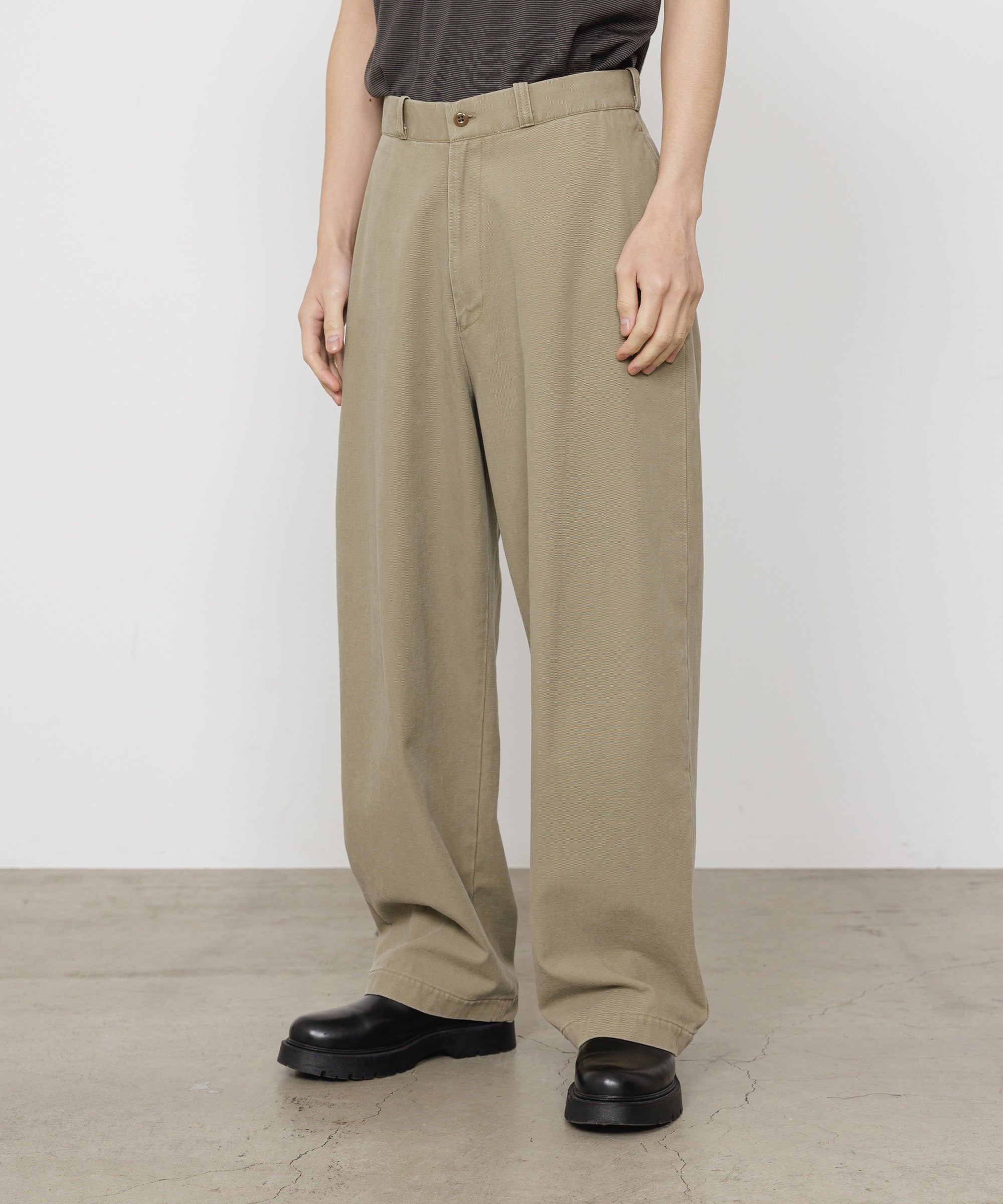 ORGANIC COTTON GABARDINE U.S.ARMY CHINO TROUSERS, Beige
