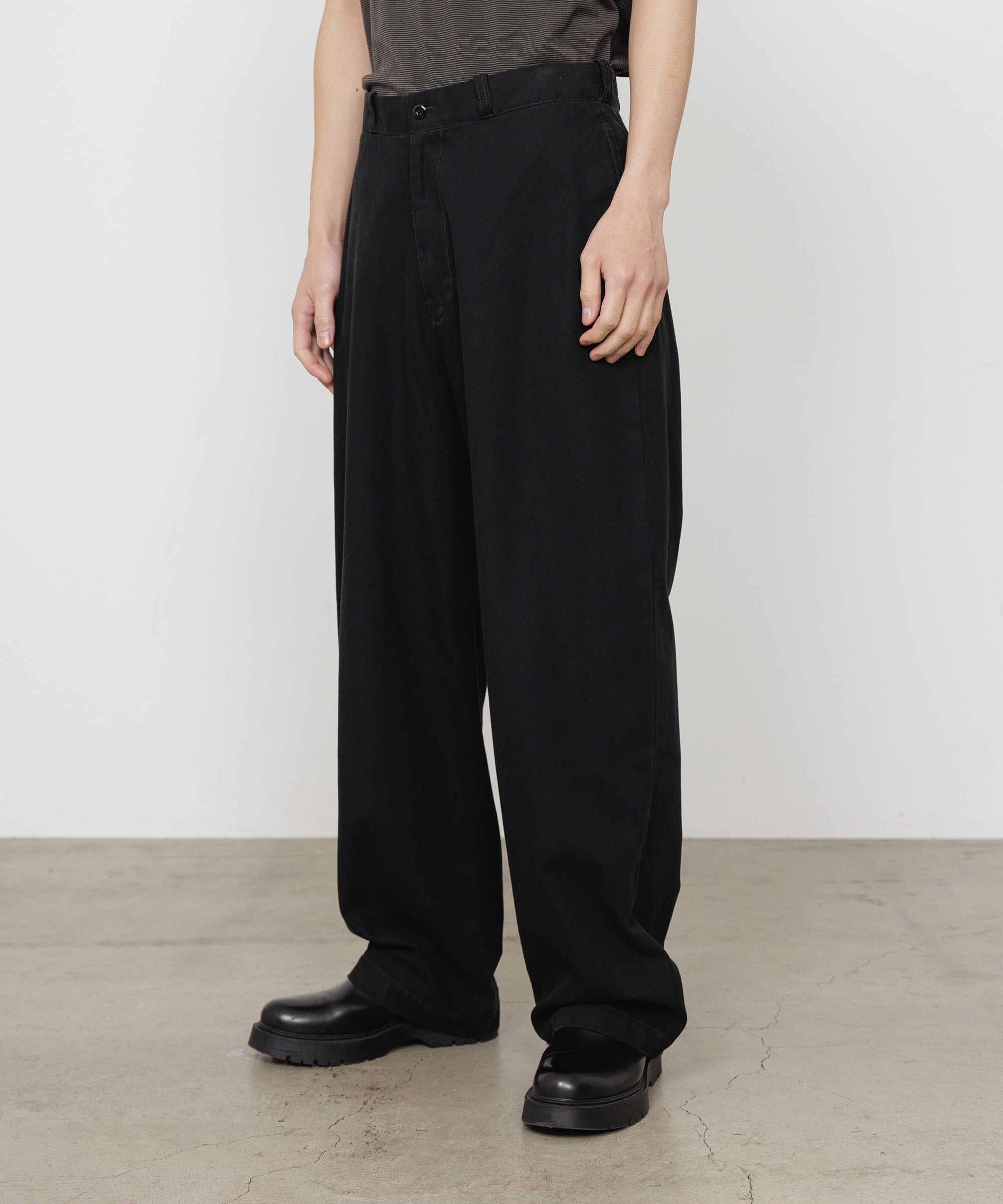 ORGANIC COTTON GABARDINE U.S.ARMY CHINO TROUSERS, Black