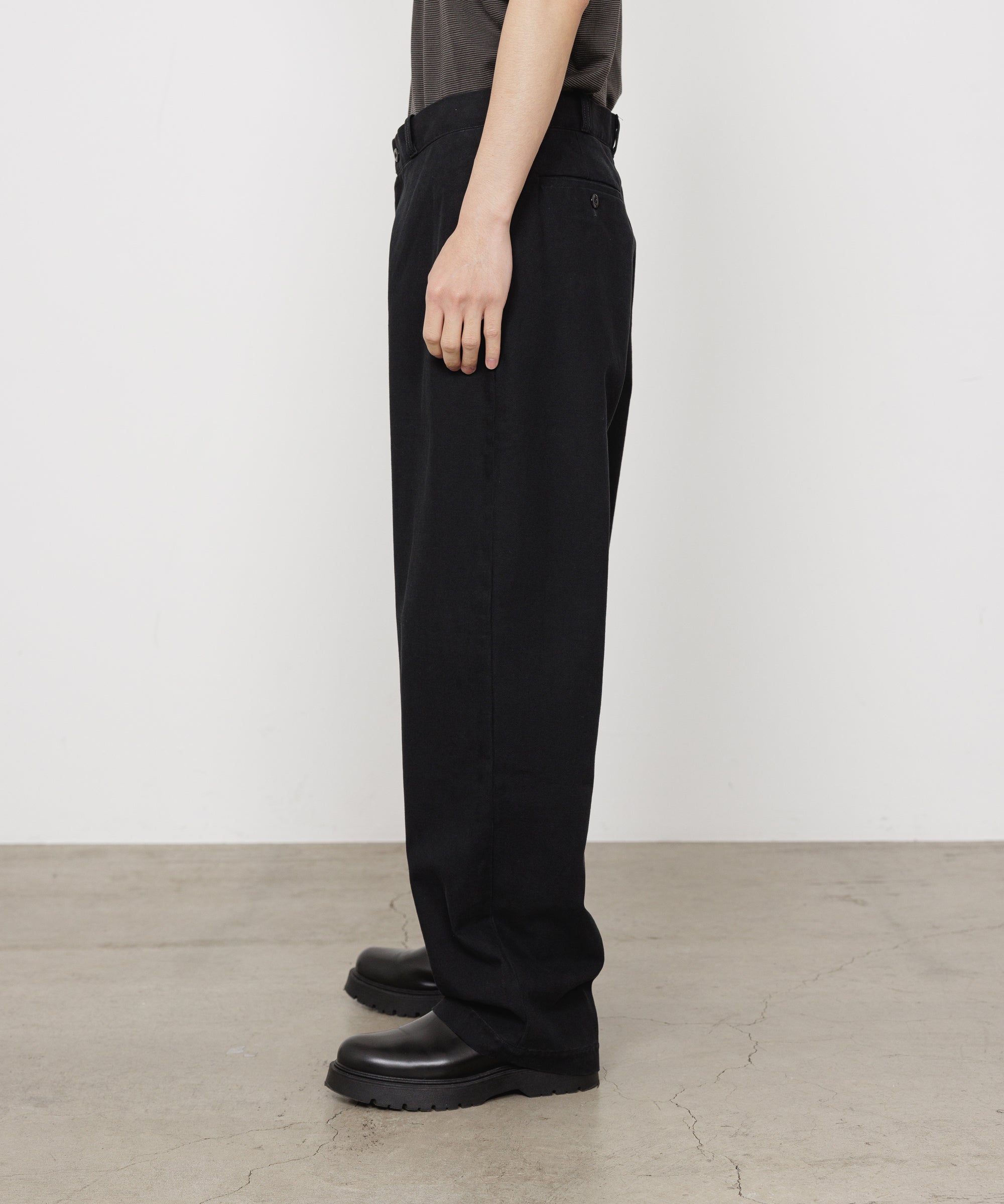 ORGANIC COTTON GABARDINE U.S.ARMY CHINO TROUSERS, Black