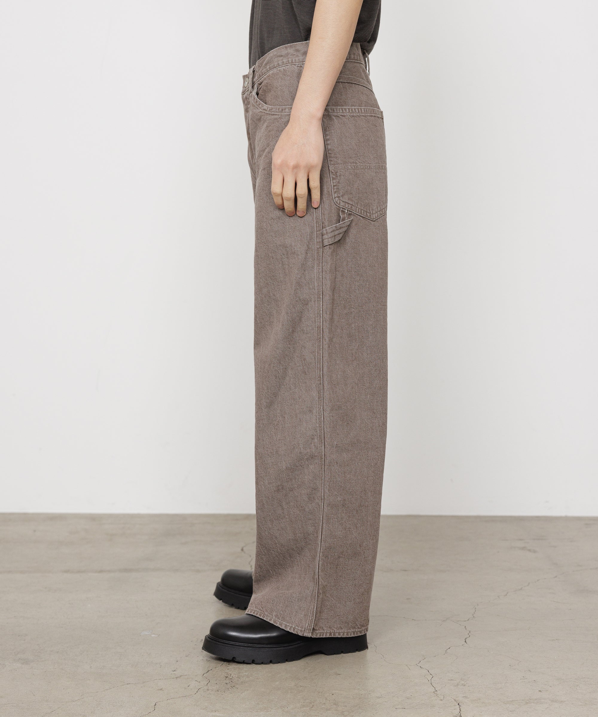 ORGANIC COTTON 10oz DENIM WIDE PAINTER PANTS, Brown