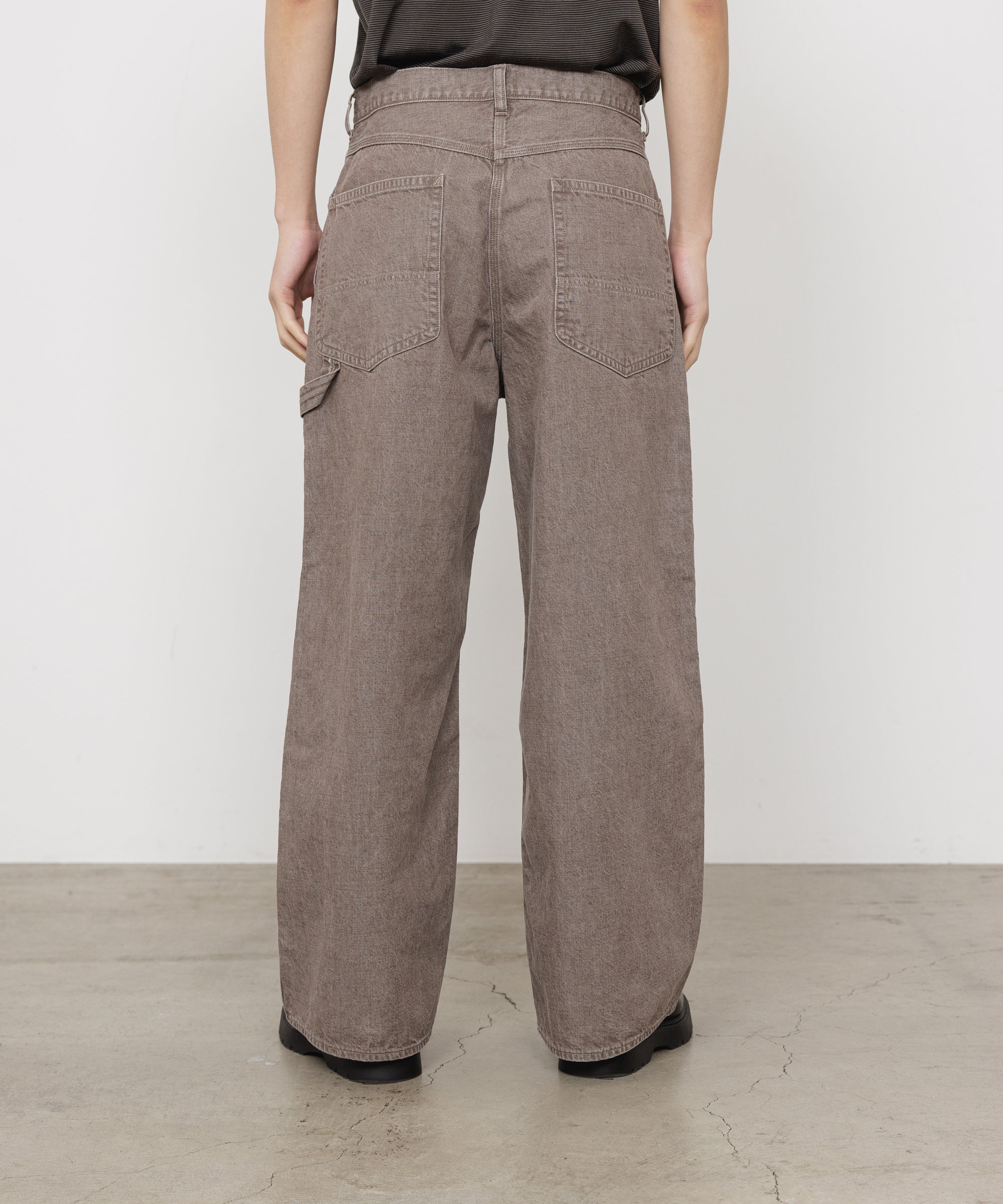 ORGANIC COTTON 10oz DENIM WIDE PAINTER PANTS, Brown