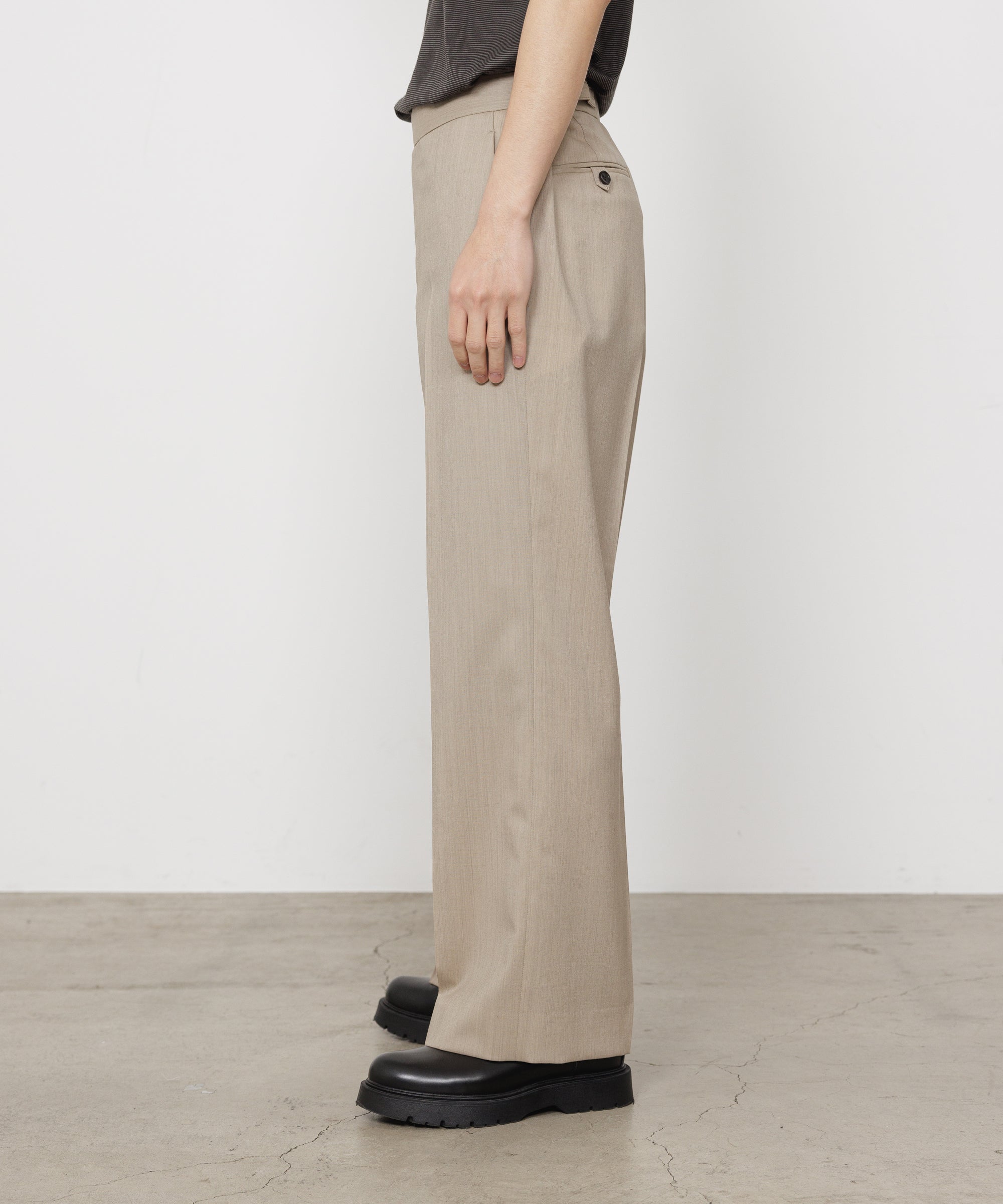 2/60 WOOL TROPICAL MELANGE REGULAR STRAIGHT TROUSERS, Beige