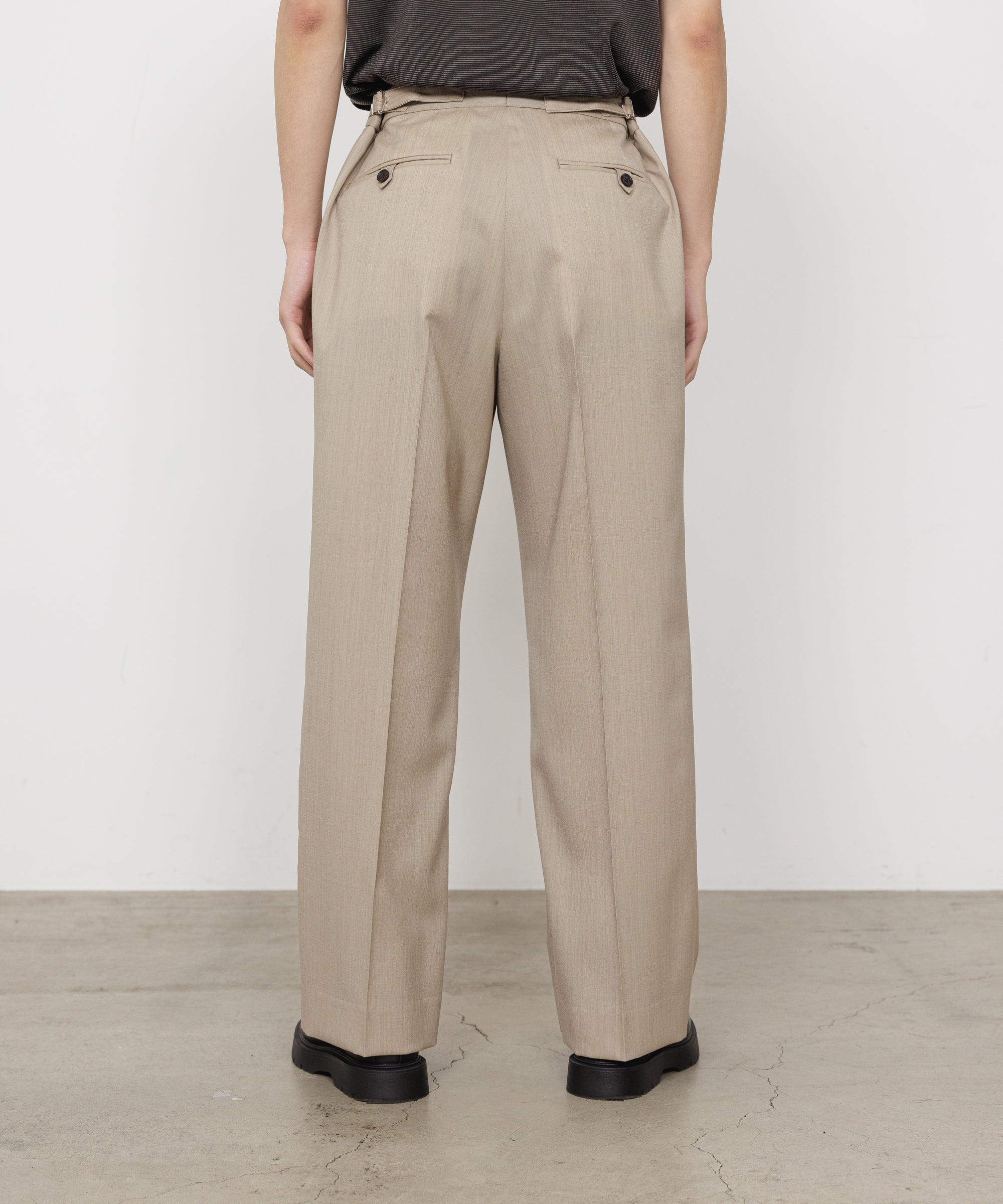2/60 WOOL TROPICAL MELANGE REGULAR STRAIGHT TROUSERS, Beige